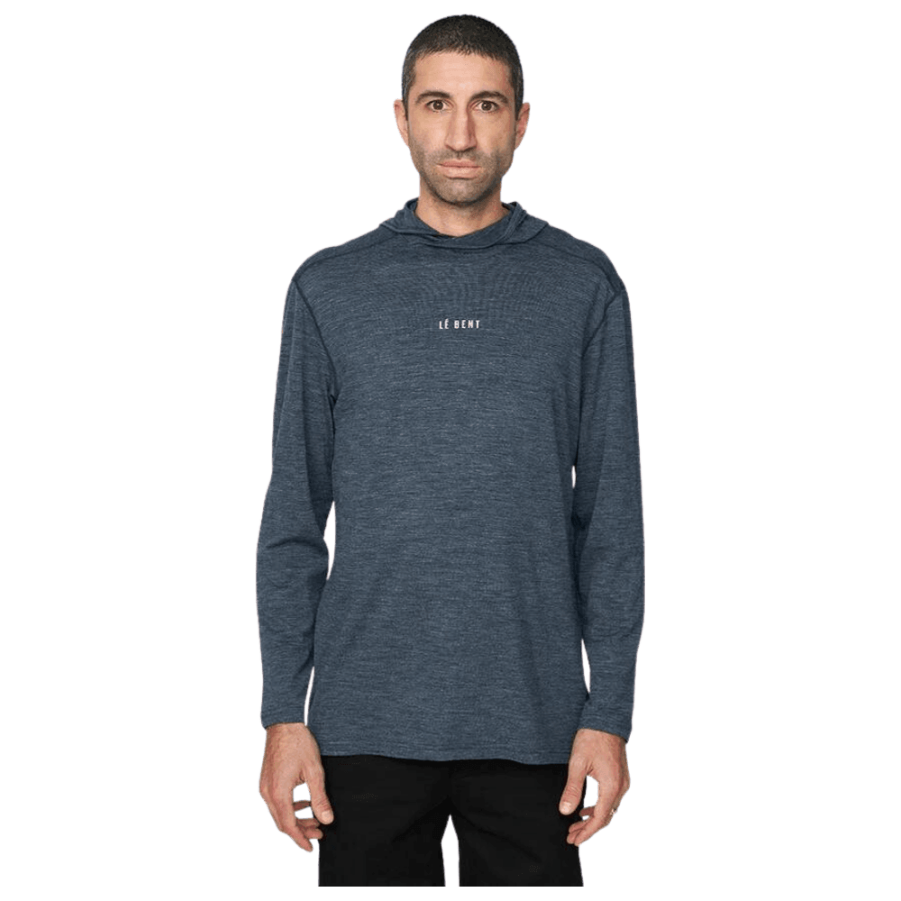 Le Bent Mens Feathertop Ultralight Hooded LS Tee Winter Apparel - Winter Apparel Mens Base Layer Top Le Bent S Twilight Blue