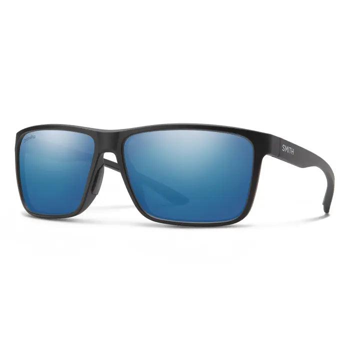 Smith Riptide Eyewear - Sunglasses Smith Optics Matte Black | ChromaPop Glass Polarized Blue Mirror