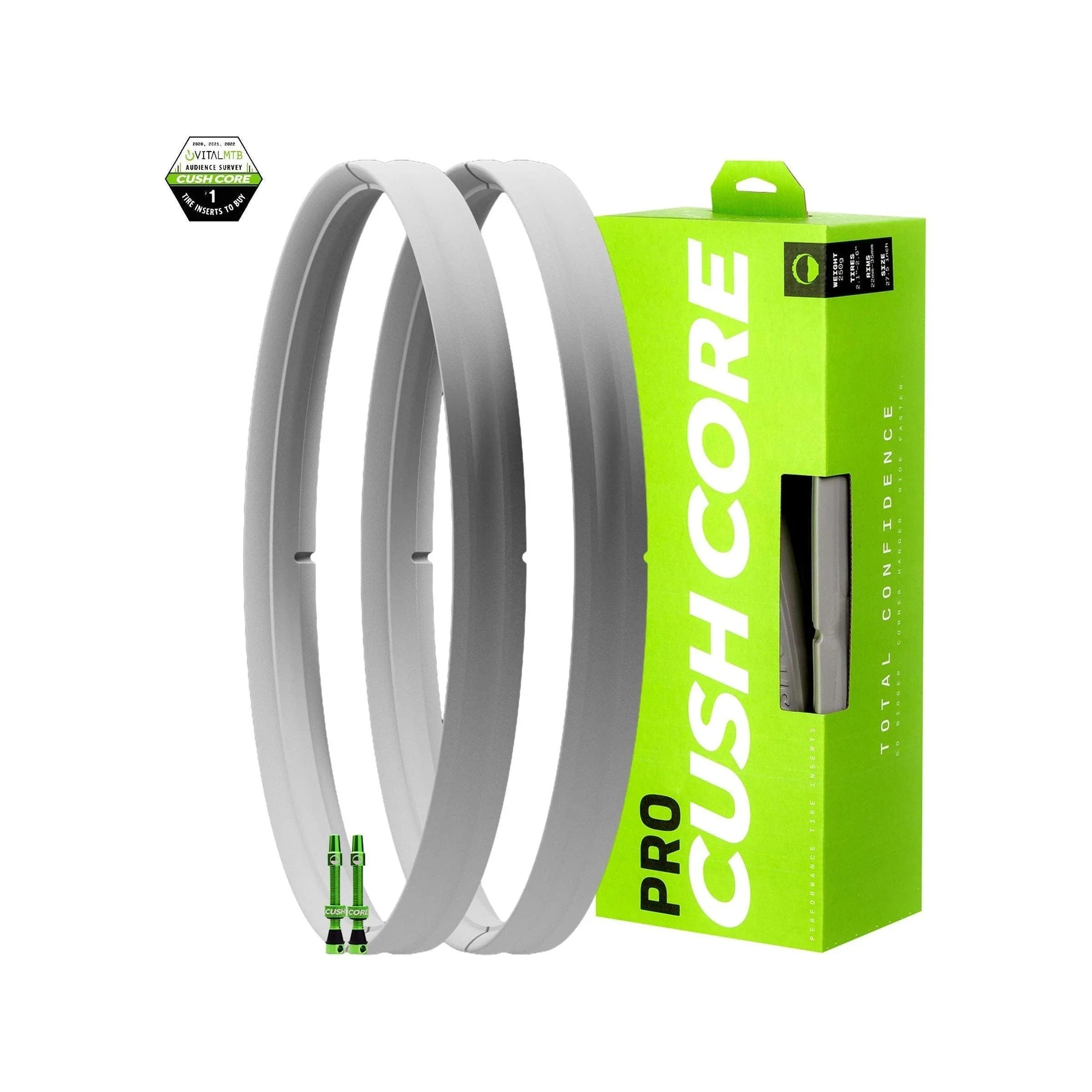 CushCore Pro Tire Inserts Set 27.5" Pair, Includes 2 Tubeless Valves Cycling Parts - Rim CushCore
