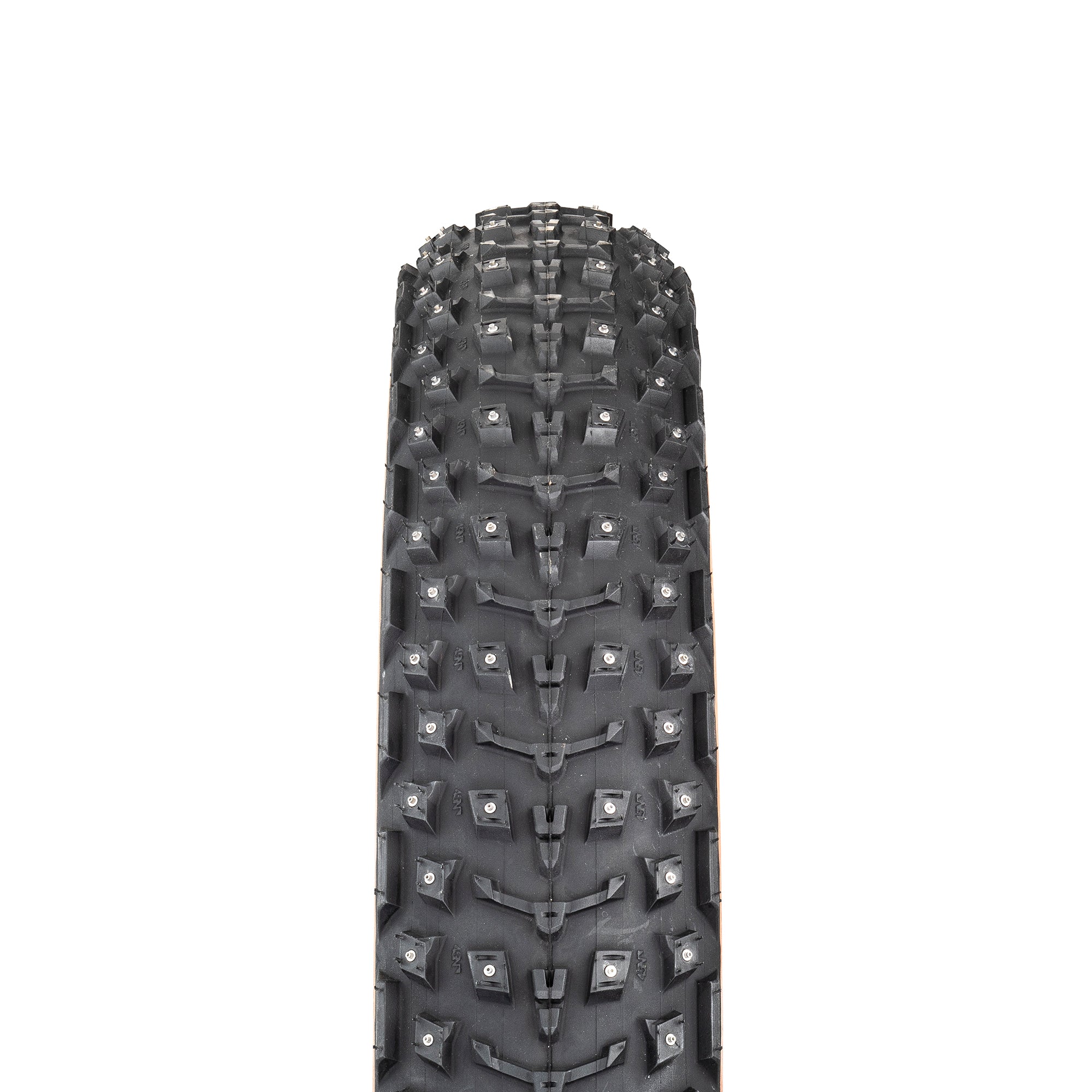 45NRTH Dillinger 5 Tire - 26 x 4.6, Tubeless, Folding, Tan, 60 TPI, 258 Concave Carbide Aluminum Studs - three-quarter