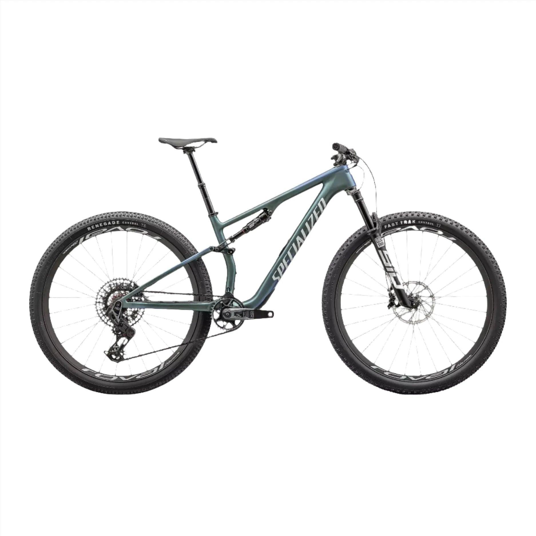 Specialized Epic 8 Pro Bicycle - Mountain - XC Specialized Small Satin Carbon/Metallic Sapphire/Metallic White Silver