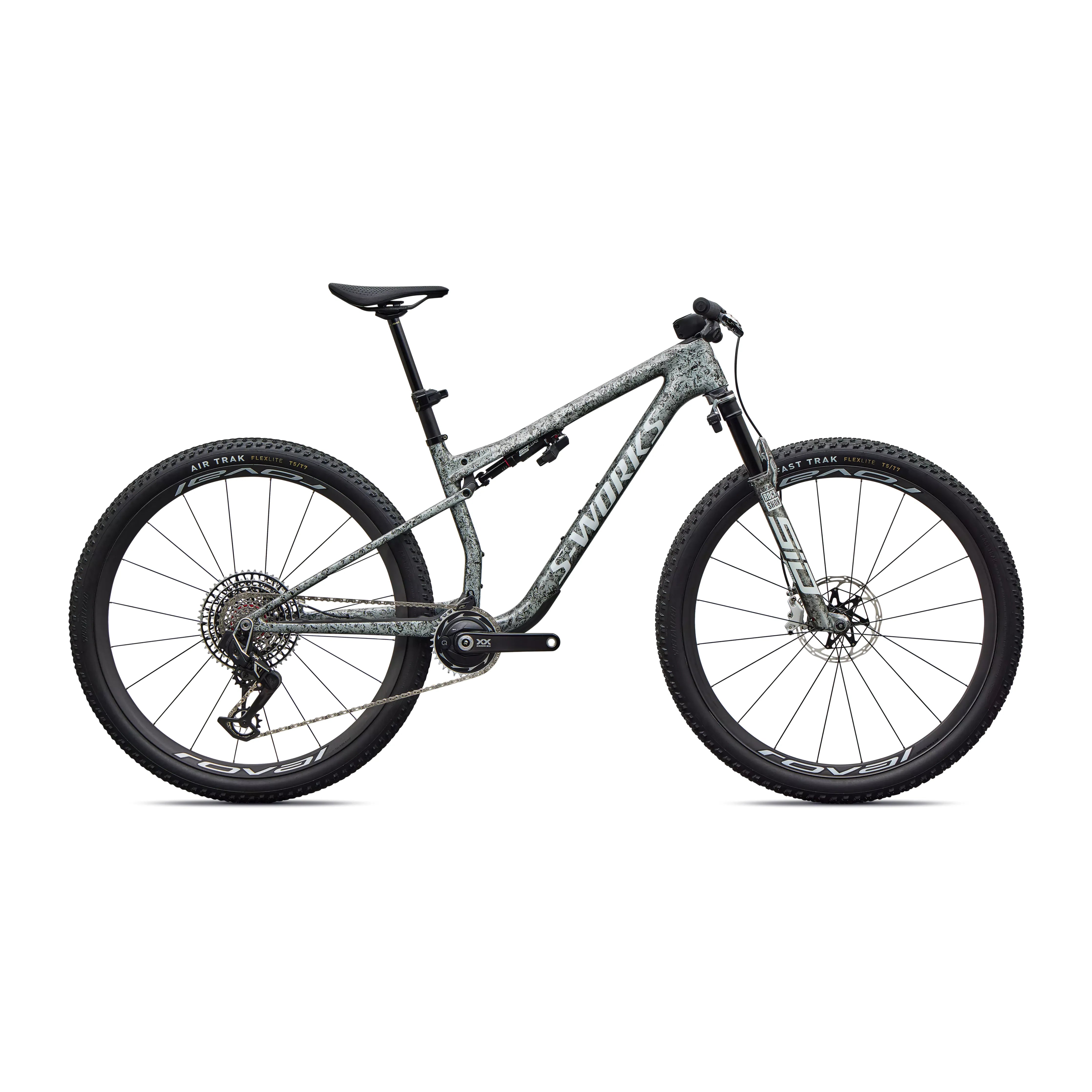 Specialized Epic 9 S-Works Bicycle - Mountain - XC Specialized Large Gloss Metallic Obsidian Multi Color Dry Impasto/ Metallic White Silver