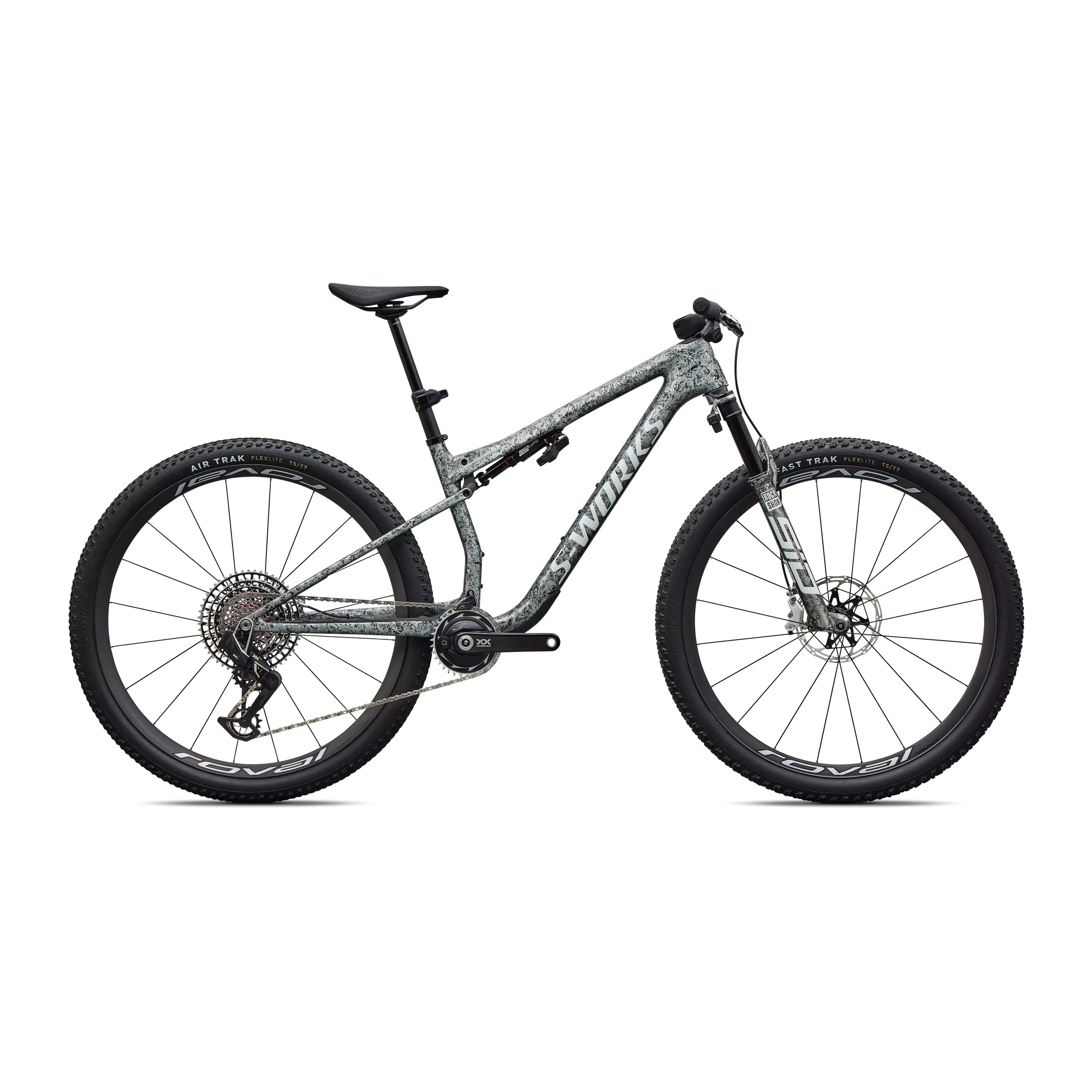 Specialized Epic 9 S-Works Bicycle - Mountain - XC Specialized Large Gloss Metallic Obsidian Multi Color Dry Impasto/ Metallic White Silver