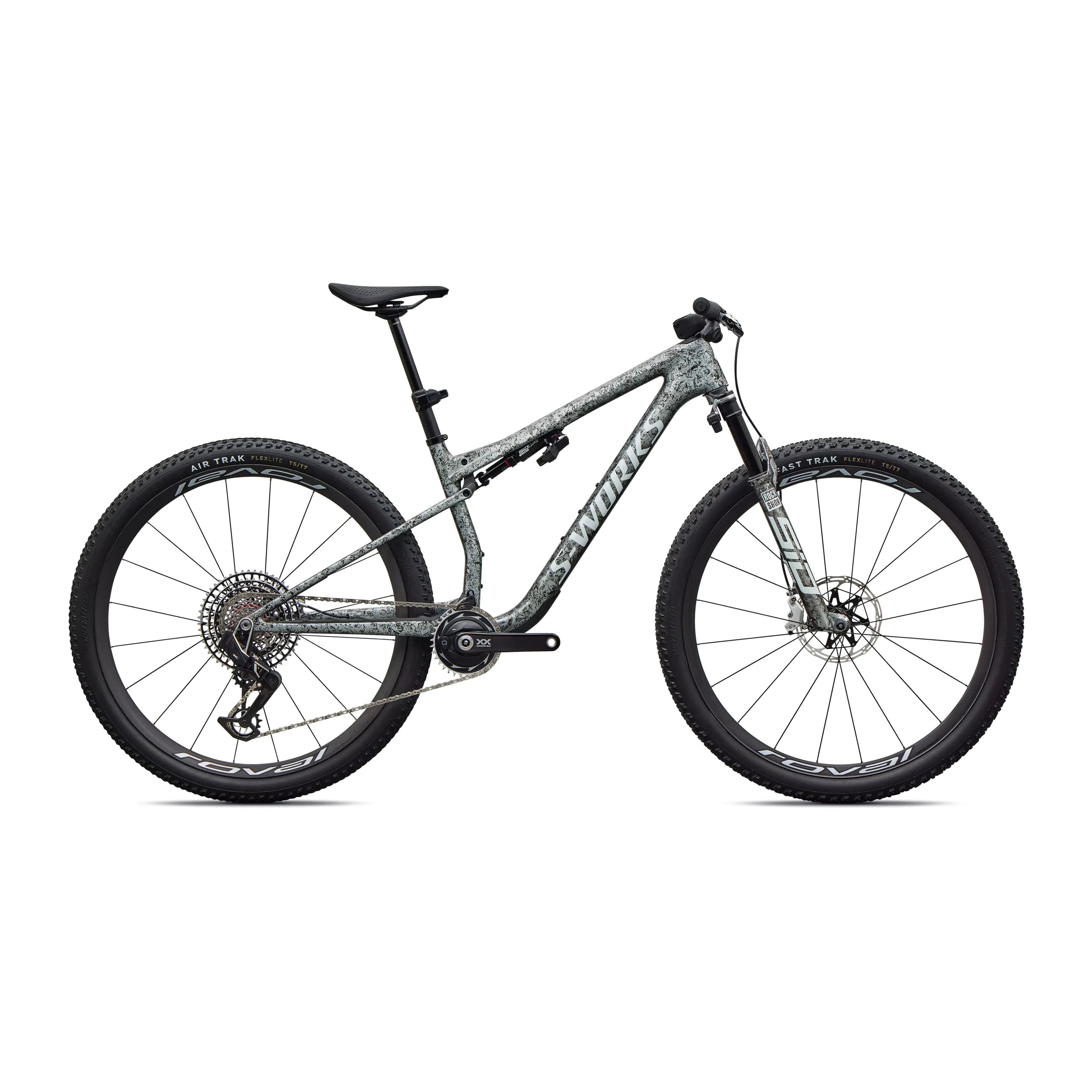 Specialized Epic 9 S-Works Bicycle - Mountain - XC Specialized Large Gloss Metallic Obsidian Multi Color Dry Impasto/ Metallic White Silver