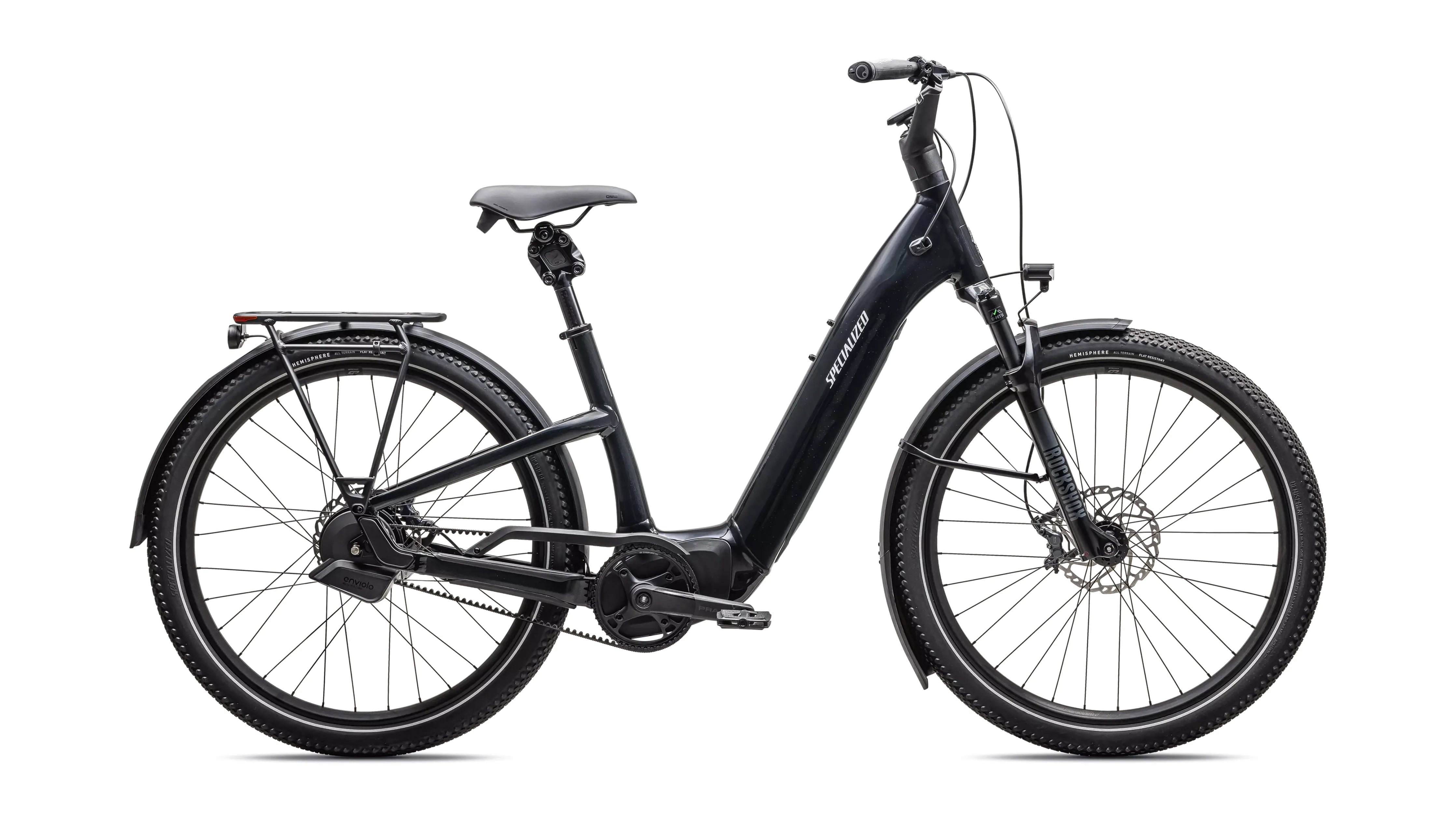 Specialized Turbo Como 5.0 IGH Bicycle - E-Bikes - Hybrid - Step-Through Specialized Small Gloss Cast Black / Satin Silver Reflective