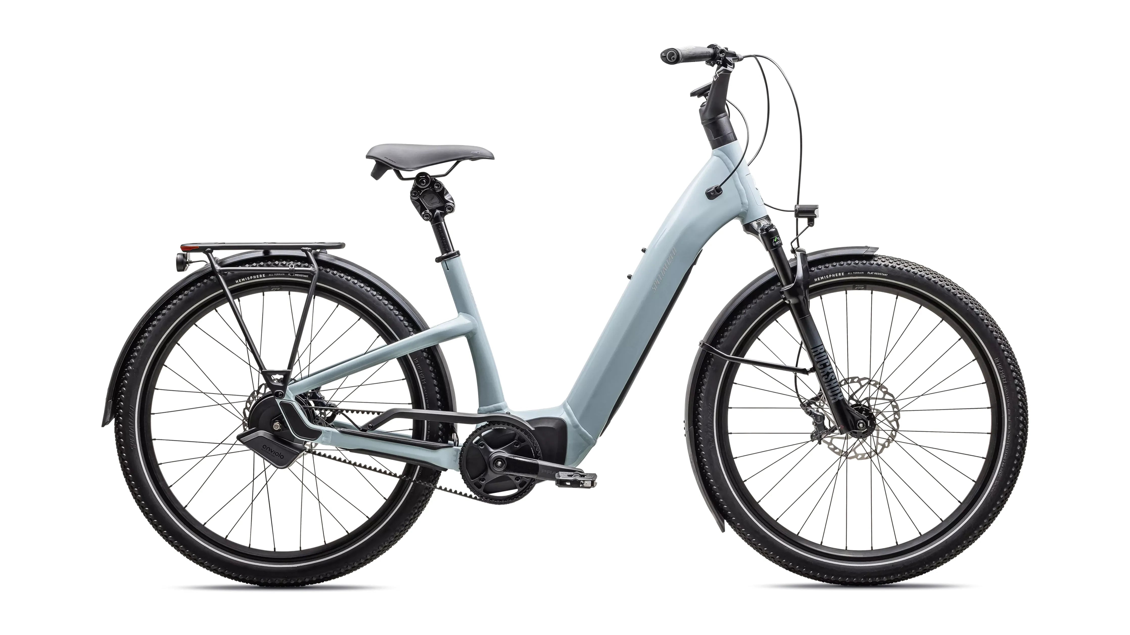 Specialized Turbo Como 5.0 IGH Bicycle - E-Bikes - Hybrid - Step-Through Specialized Small Gloss Seafoam / Silver Dust Reflective