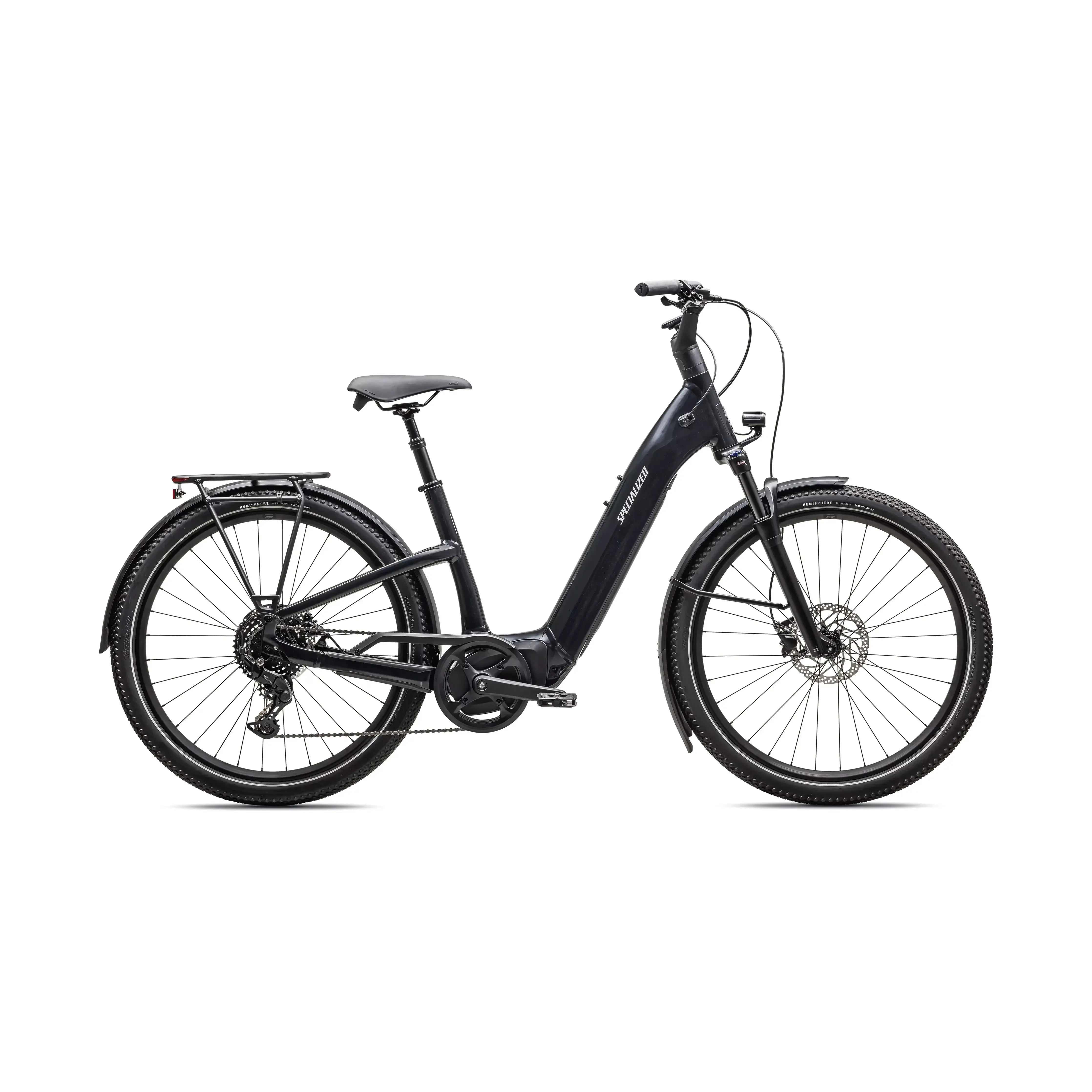 Specialized Turbo Como 4.0 Bicycle - E-Bikes - Hybrid - Step-Through Specialized Small Gloss Cast Black / Satin Silver Reflective