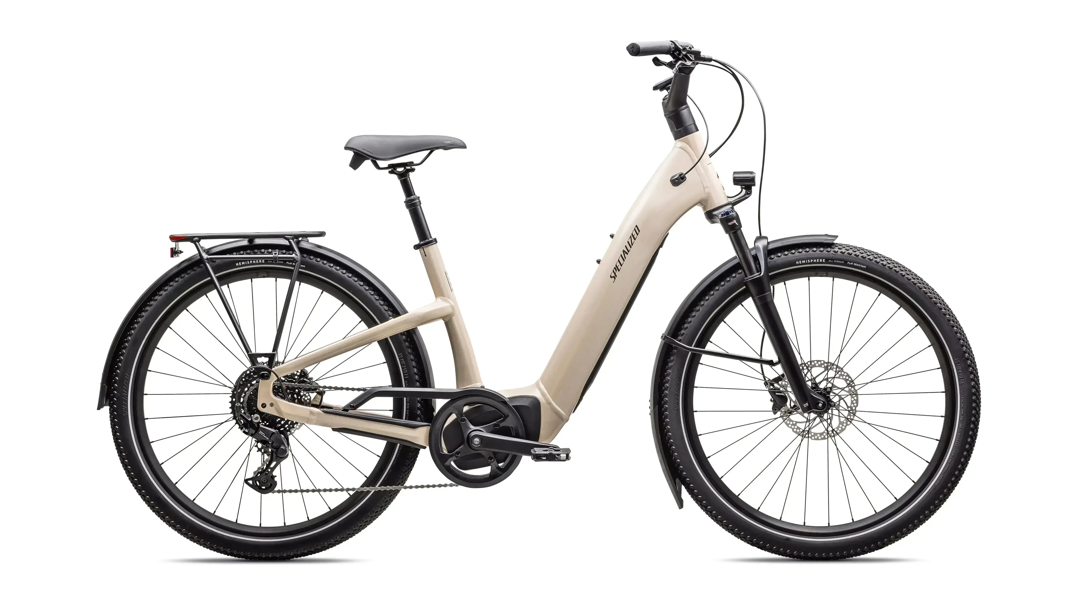 Specialized Turbo Como 4.0 Bicycle - E-Bikes - Hybrid - Step-Through Specialized Small Sand / Black Reflective