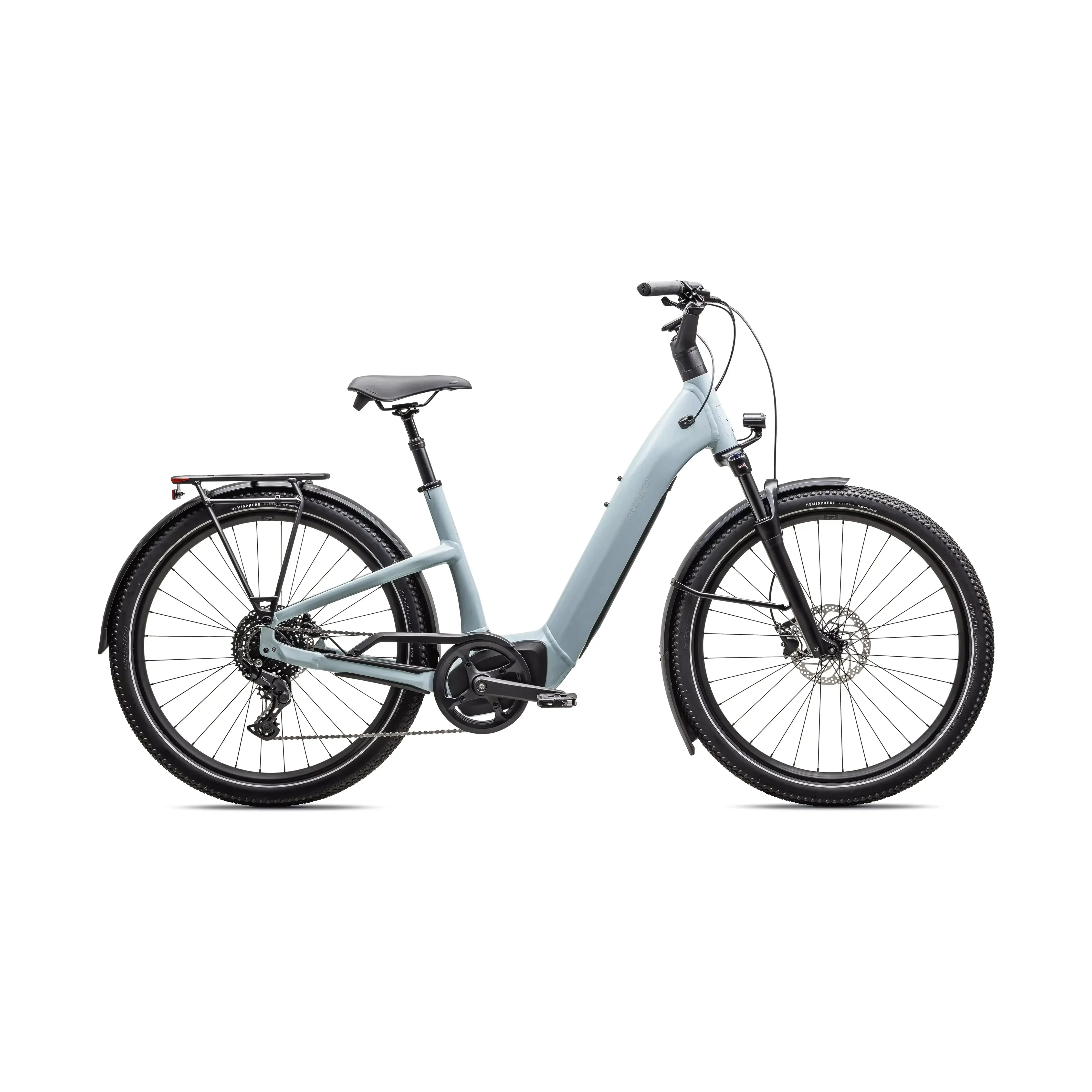 Specialized Turbo Como 4.0 Bicycle - E-Bikes - Hybrid - Step-Through Specialized Small Gloss Seafoam / Silver Dust Reflective