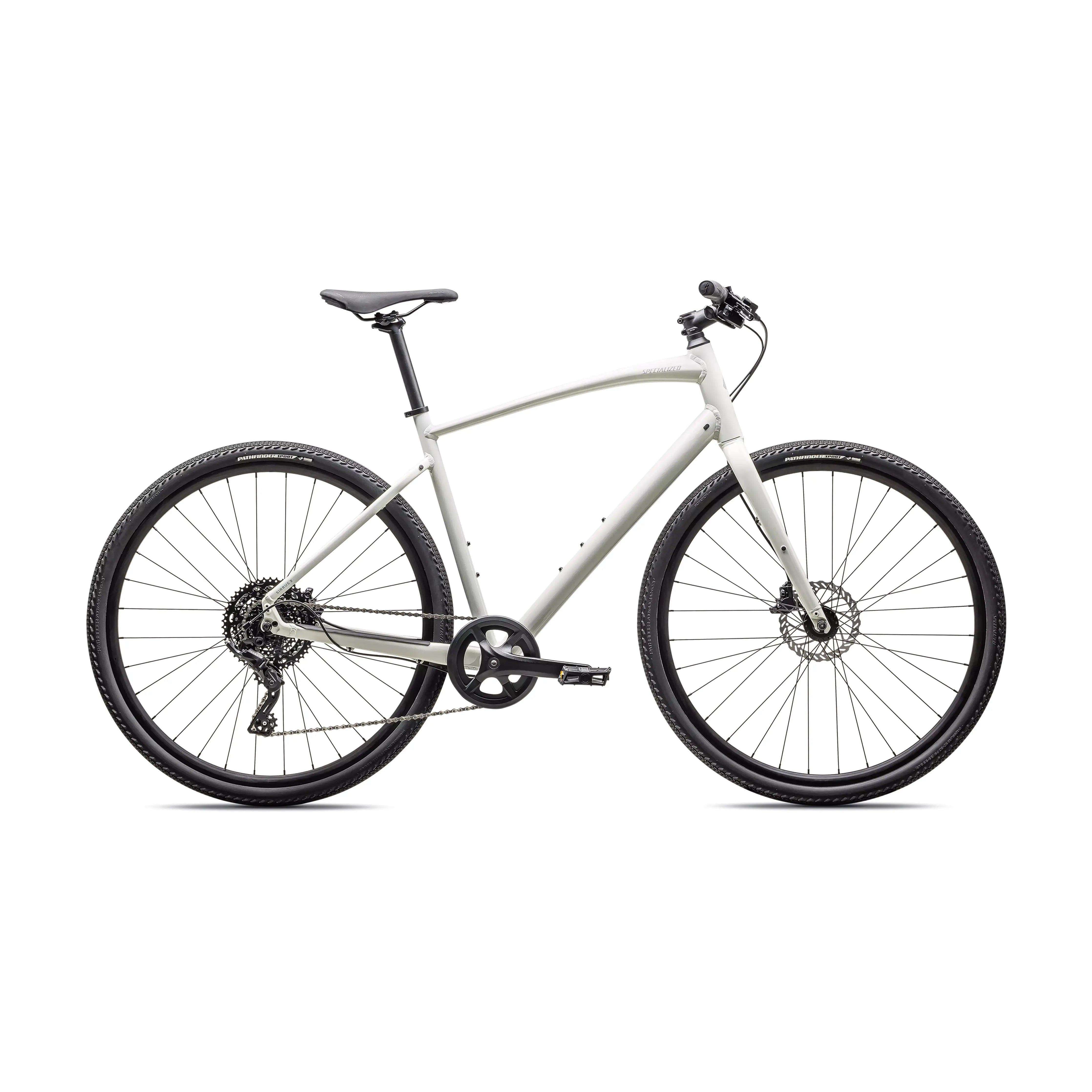 Specialized Sirrus X 2.0 Bicycle - Hybrid Bikes - Regular Specialized Medium Gloss Dune White / Dove Grey Reflective