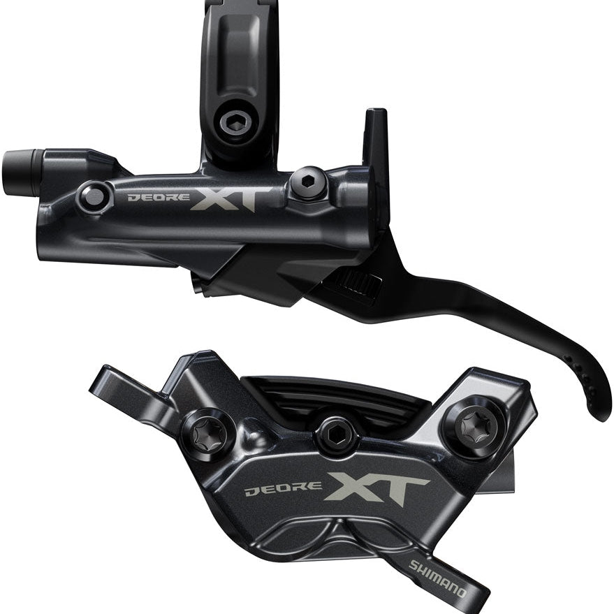 Shimano Deore XT BR-M8220 Disc Brake and BL-M8200 Lever - Left/Front, Post Mount, 4-Piston Caliper, SM-BH90-SBM Hose, Fin