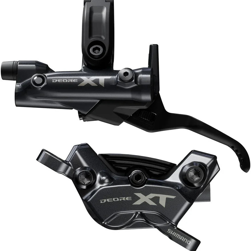 Shimano Deore XT BR-M8220 Disc Brake and BL-M8200 Lever - Left/Front, Post Mount, 4-Piston Caliper, SM-BH90-SBM Hose, Fin Metal Pads, Black Cycling Parts - Brake - Disc Brake Shimano Default Title