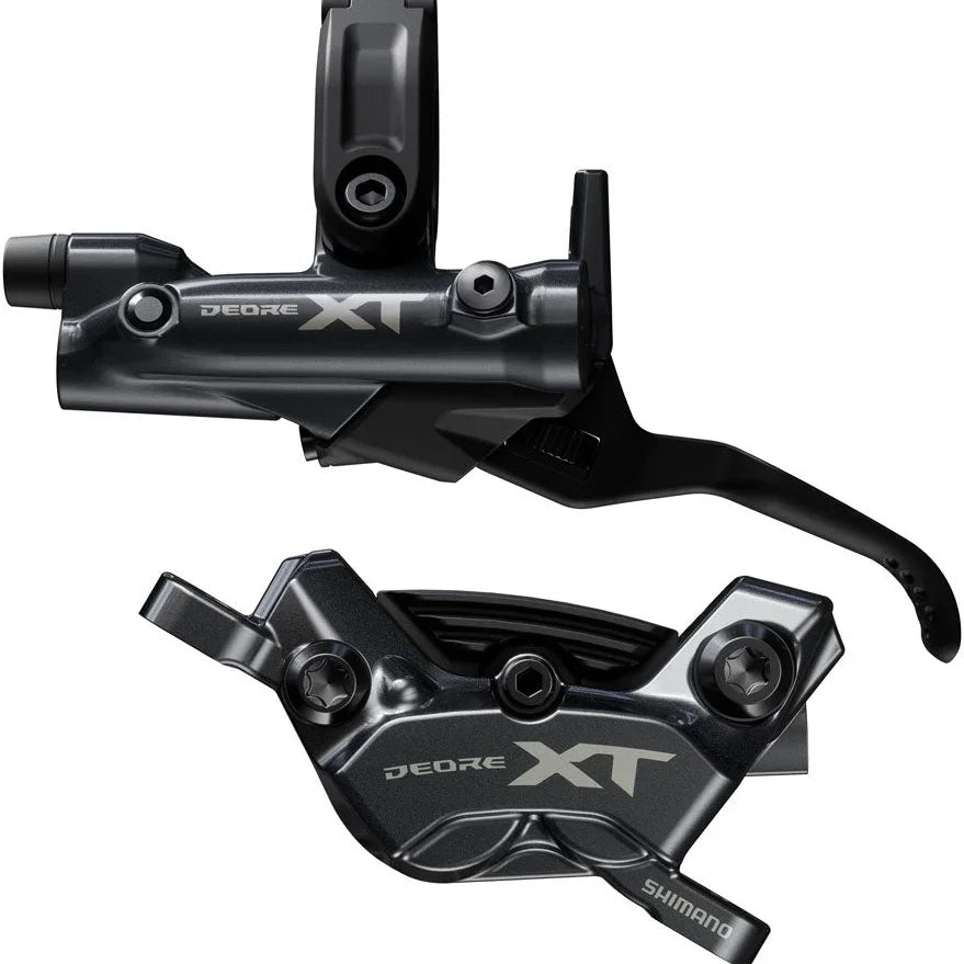 Shimano Deore XT BR-M8220 Disc Brake and BL-M8200 Lever - Left/Front, Post Mount, 4-Piston Caliper, SM-BH90-SBM Hose, Fin Metal Pads, Black Cycling Parts - Brake - Disc Brake Shimano Default Title