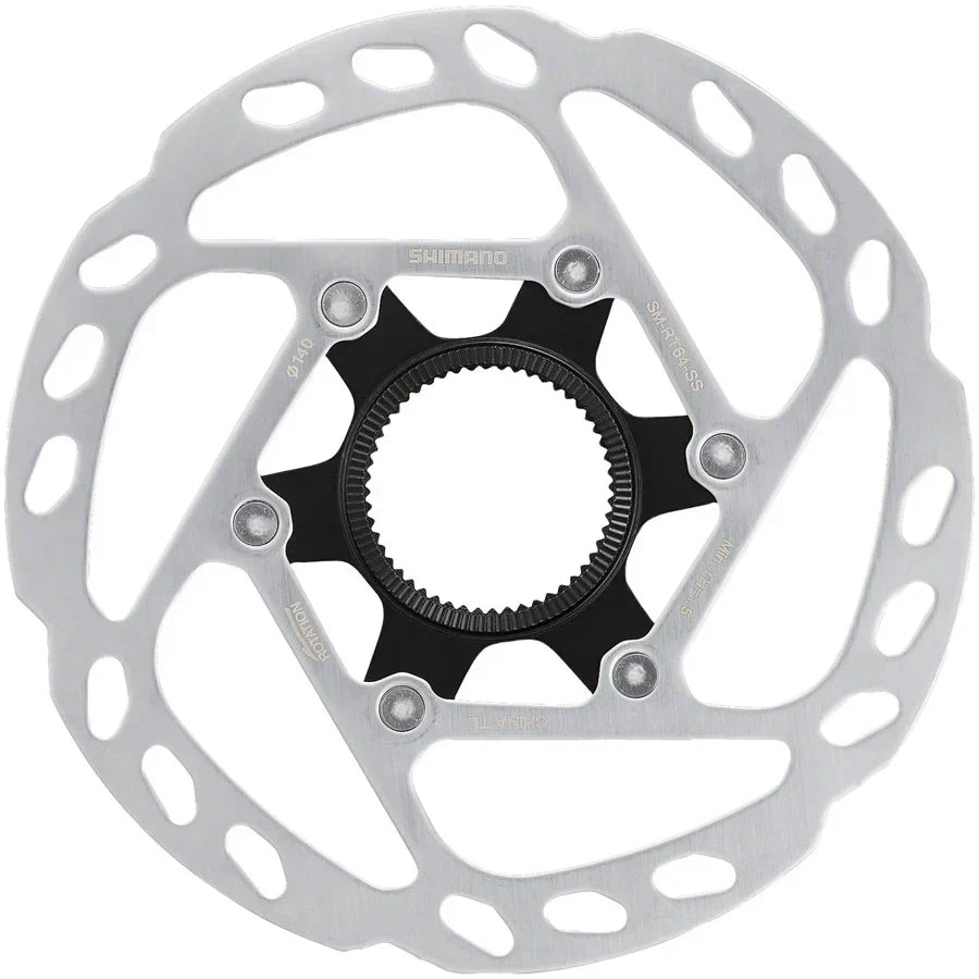 Shimano SM-RT64-SS Disc Brake Rotor with External Lockring - 140mm, Center Lock, Silver Cycling Parts - Brake - Disc Brake Rotors Shimano