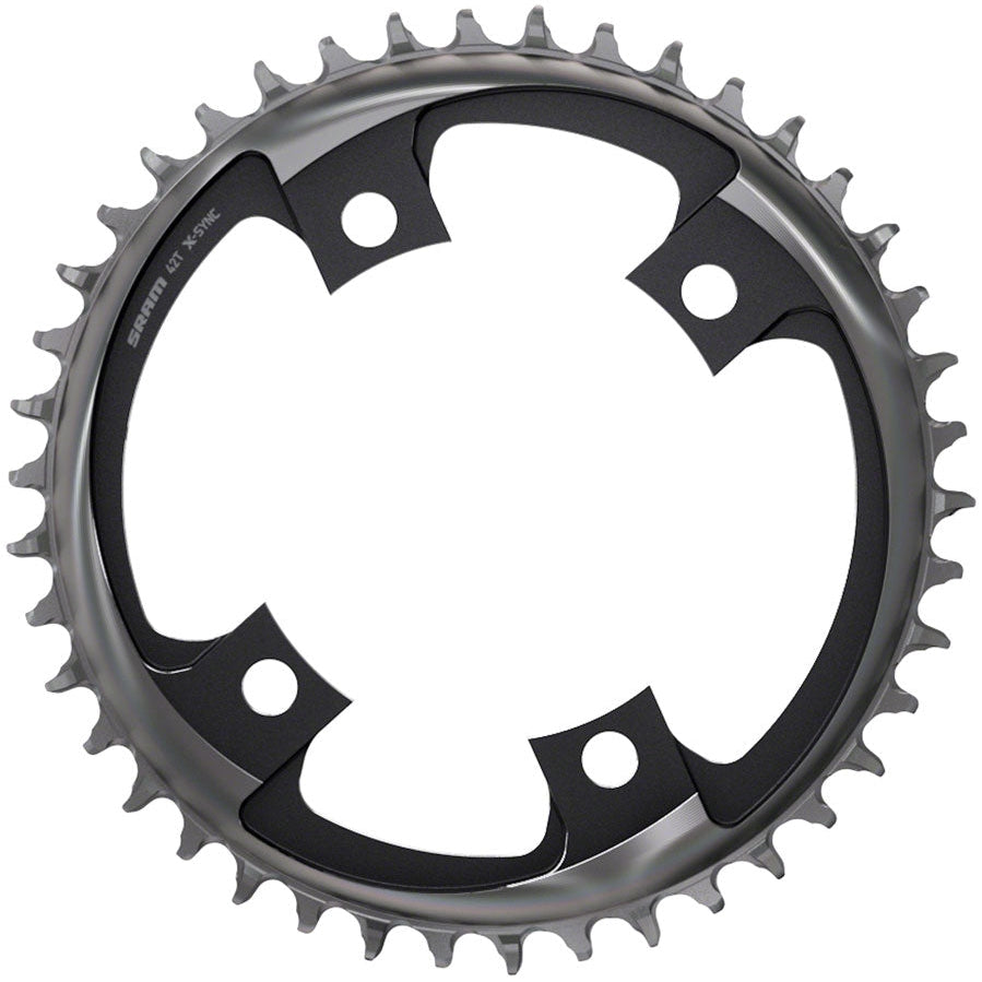 SRAM 44 Tooth 107mm BCD x 4-Bolt 1x12-Speed X-Sync Chainring, Blast Black - three-quarter