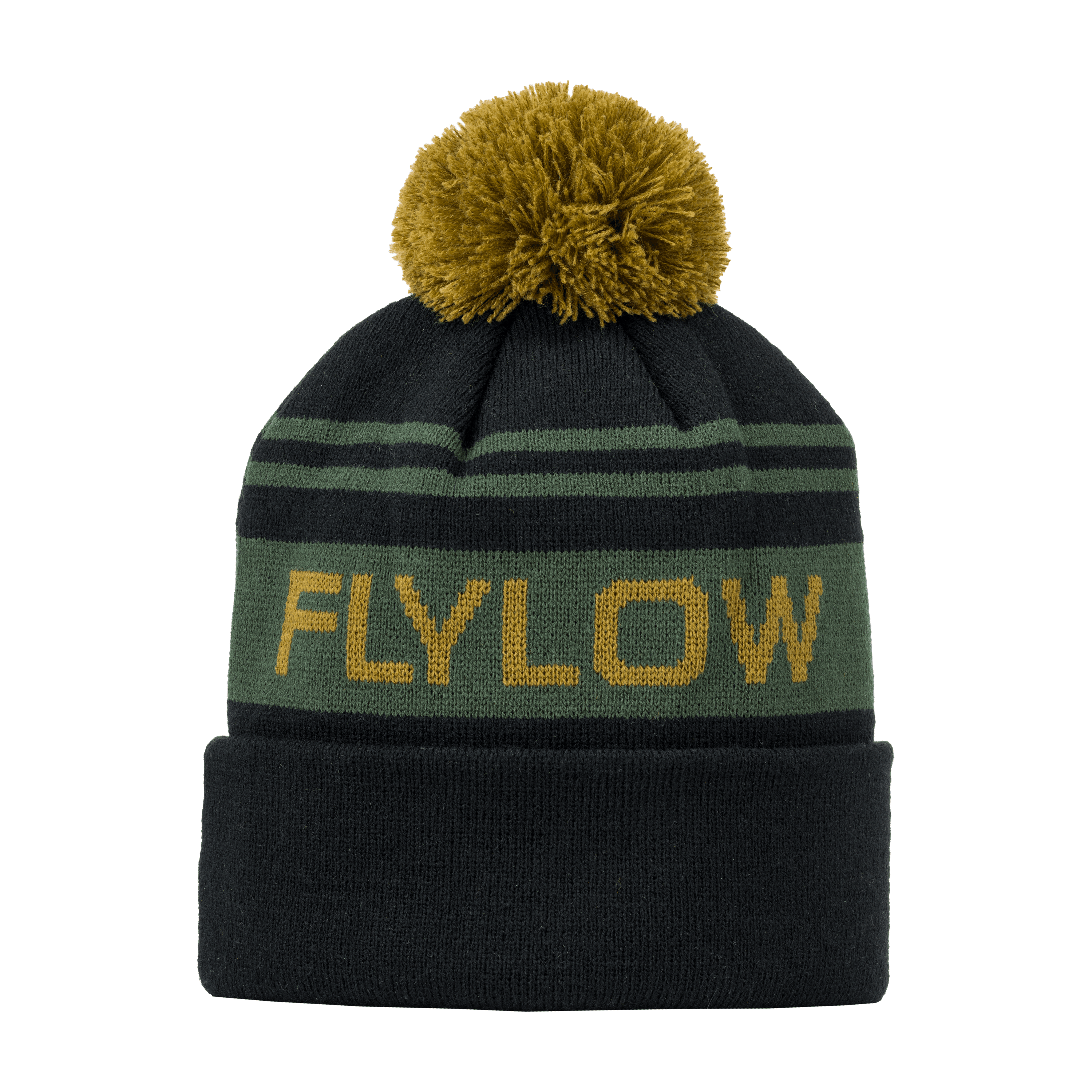 Flylow OG Pom Beanie Winter Apparel - Hats and Beanies Flylow Black/Evergreen
