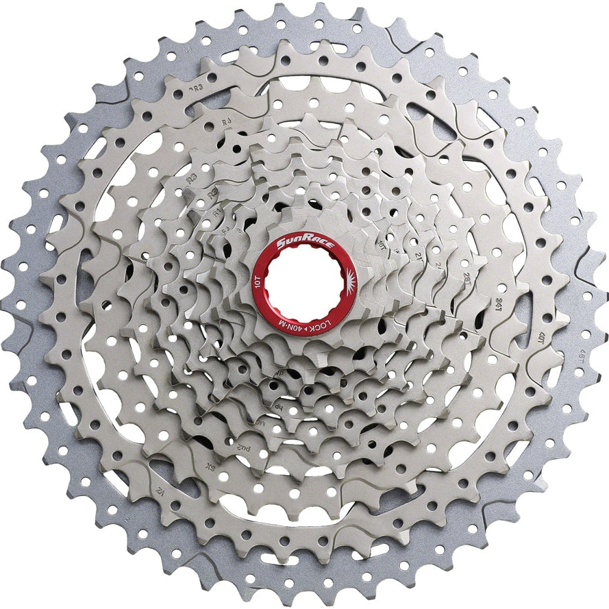 SunRace CSMX9X Cassette - 11-Speed, 10-46t, Silver - three-quarter