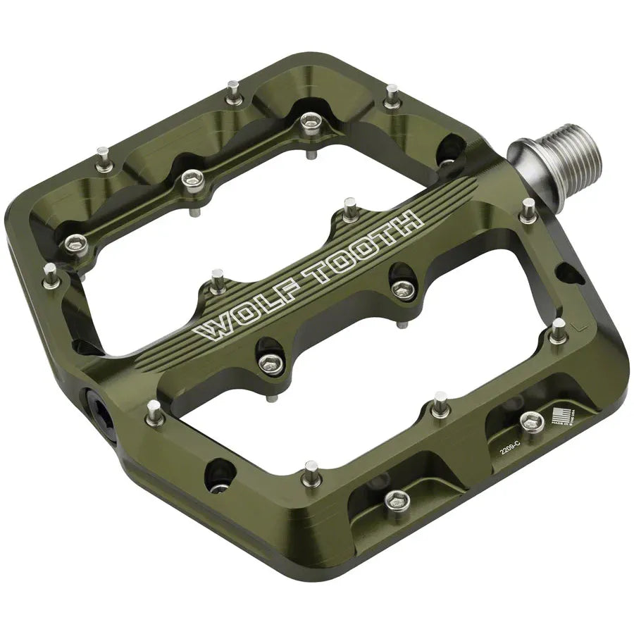 Wolf Tooth Waveform Pedals Cycling Parts - Pedal - Mountain Flat Pedal Wolf Tooth Large Olive
