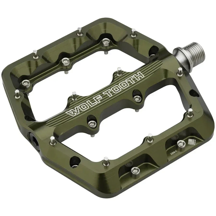 Wolf Tooth Waveform Pedals Cycling Parts - Pedal - Mountain Flat Pedal Wolf Tooth Large Olive