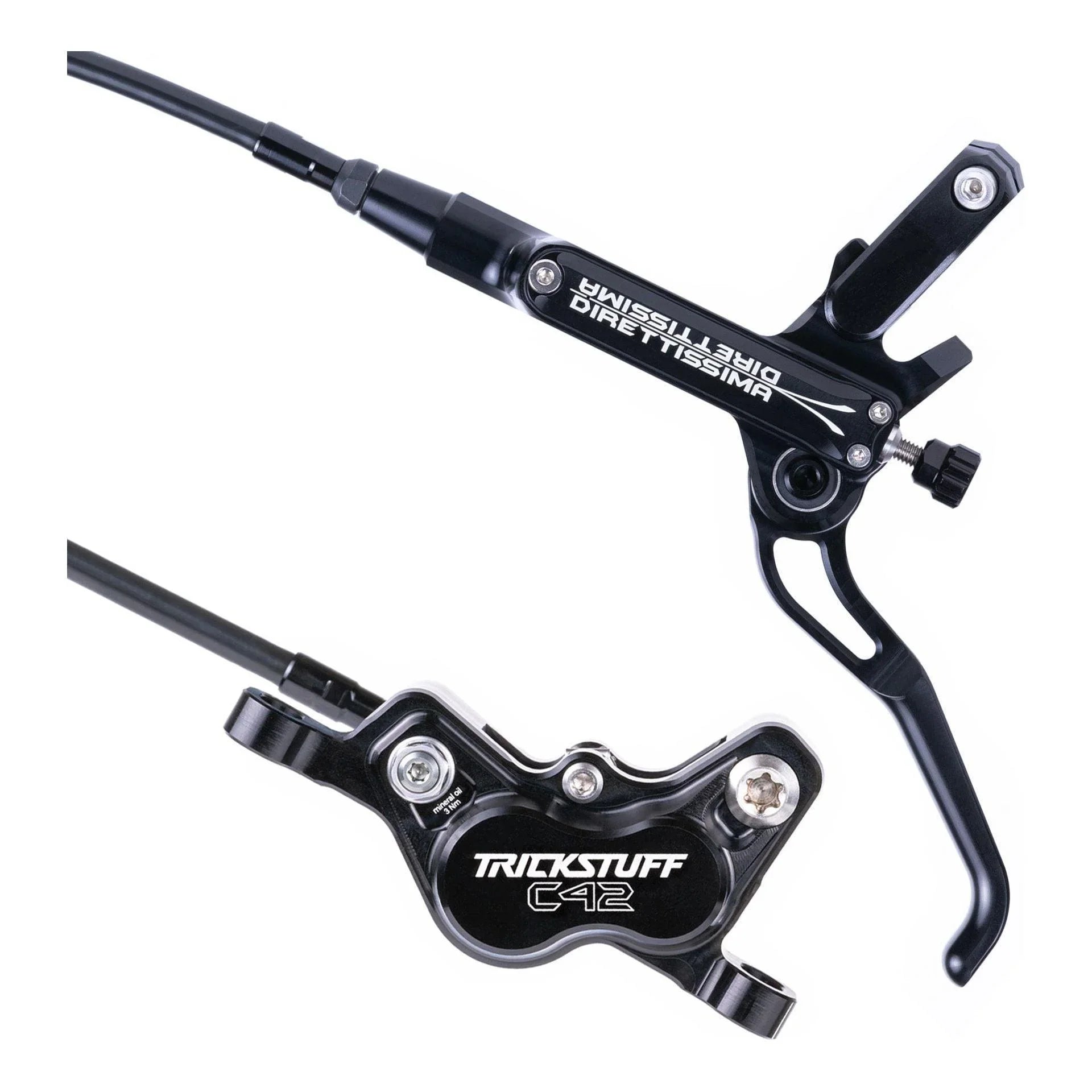 Trickstuff Direttissima Brakeset F&R Black/Black Cycling Parts - Brake - Disc Brake Trickstuff