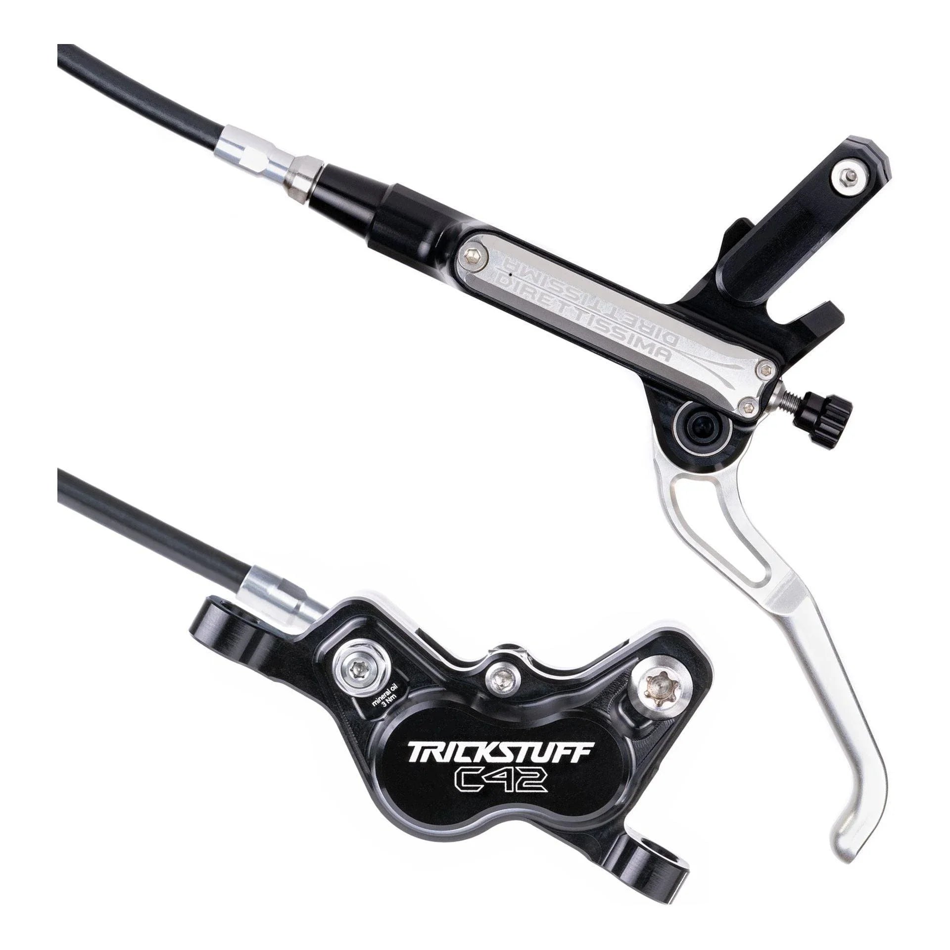 Trickstuff Direttissima Brakeset F&R Black/Silver Cycling Parts - Brake - Disc Brake Trickstuff