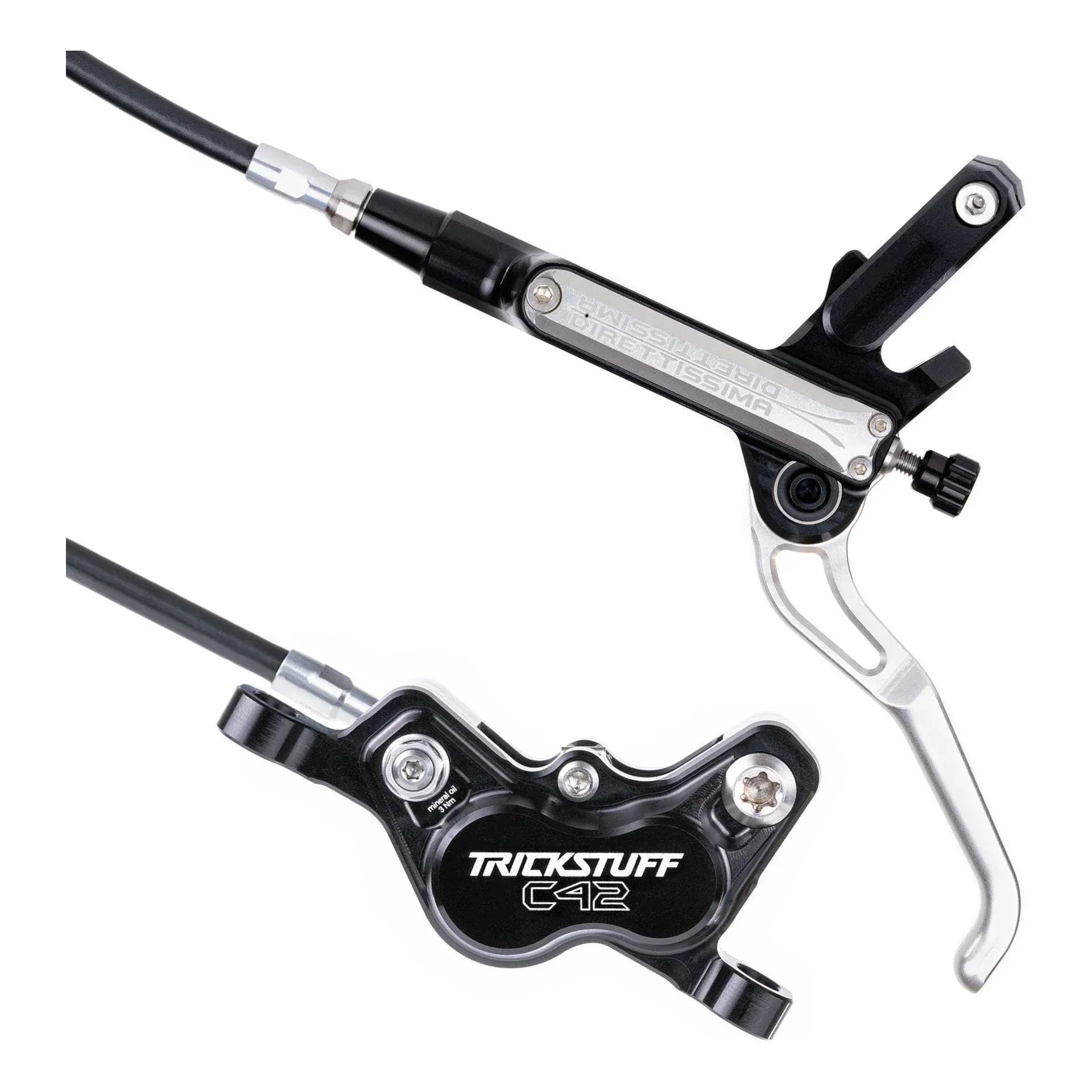 Trickstuff Direttissima Brakeset F&R Black/Silver Cycling Parts - Brake - Disc Brake Trickstuff