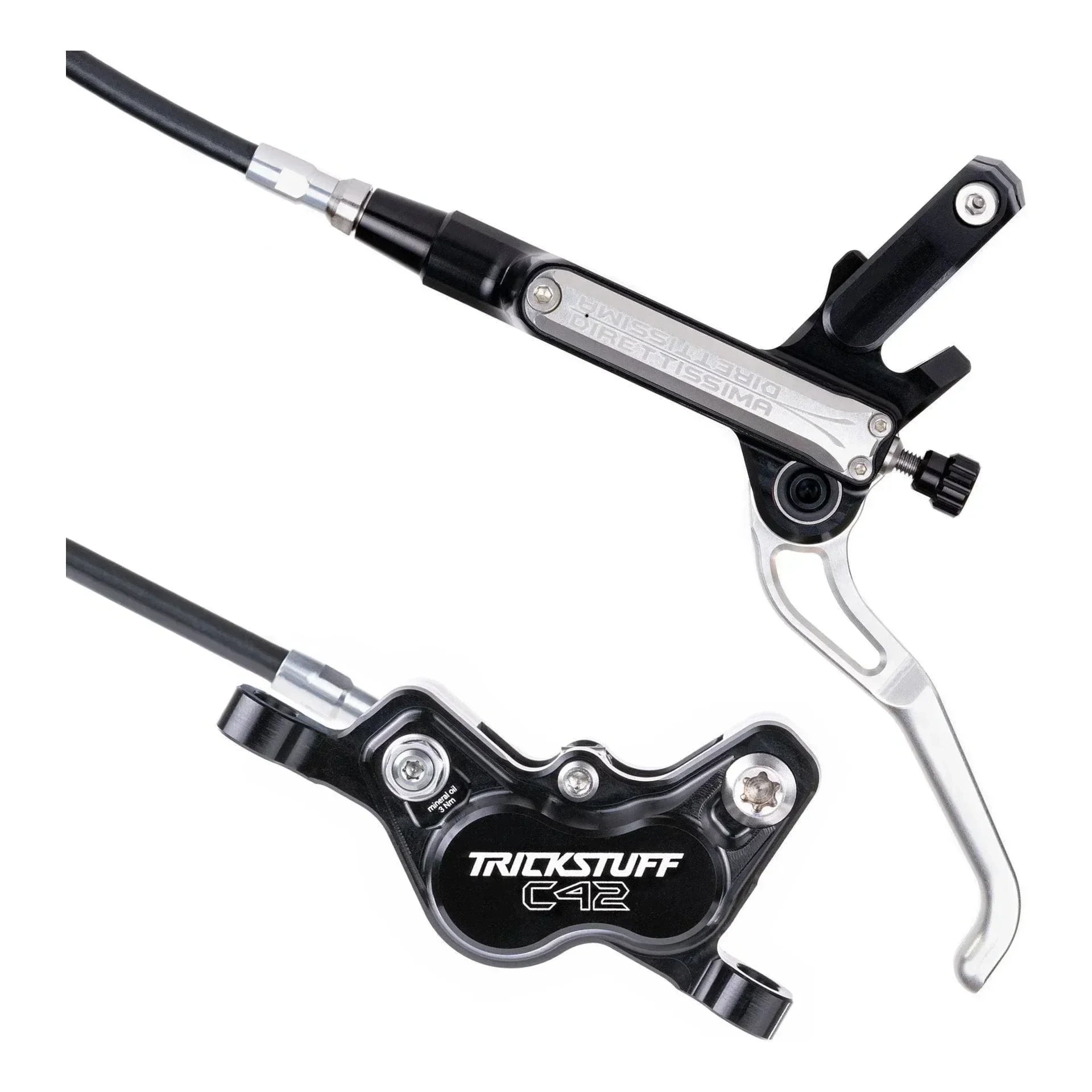 Trickstuff Direttissima Brakeset F&R Black/Silver Cycling Parts - Brake - Disc Brake Trickstuff