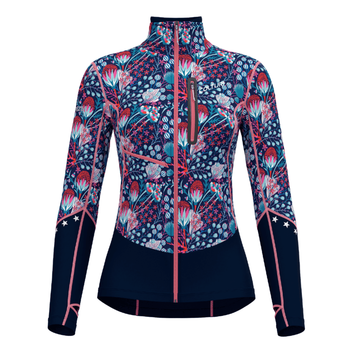 Colturi W Oxygen Printed Winter Apparel - Winter Apparel Womens Mid Layer Top Colturi Medium Print Leila Blue