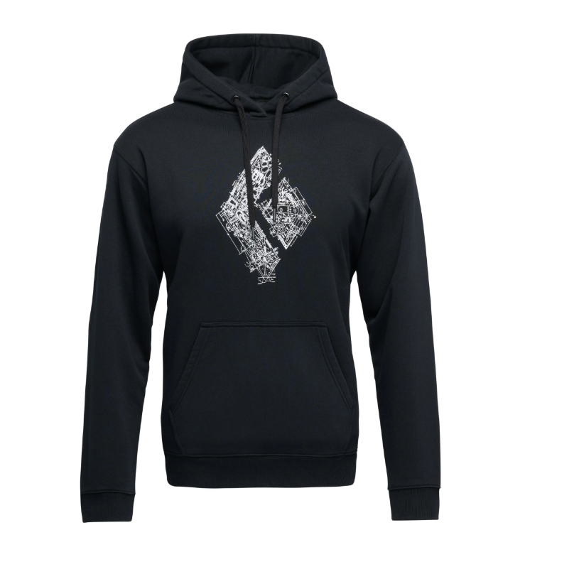Black Diamond M Engineered Diamond Pullover Hoody Winter Apparel - Winter Apparel Mens Mid Layer Top Black Diamond Medium Black