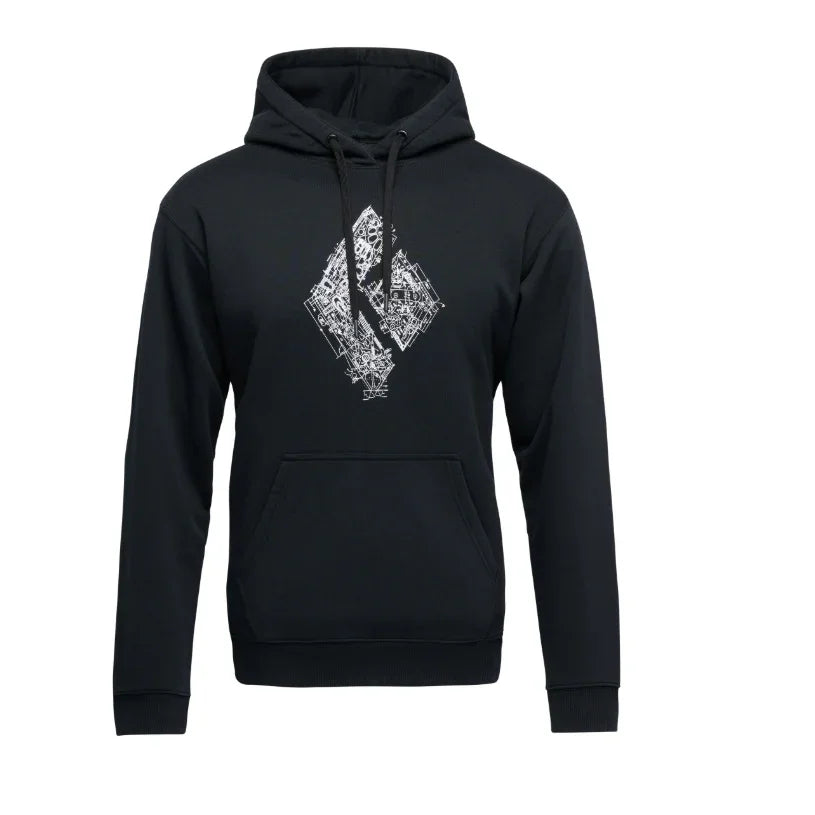 Black Diamond M Engineered Diamond Pullover Hoody Winter Apparel - Winter Apparel Mens Mid Layer Top Black Diamond Medium Black