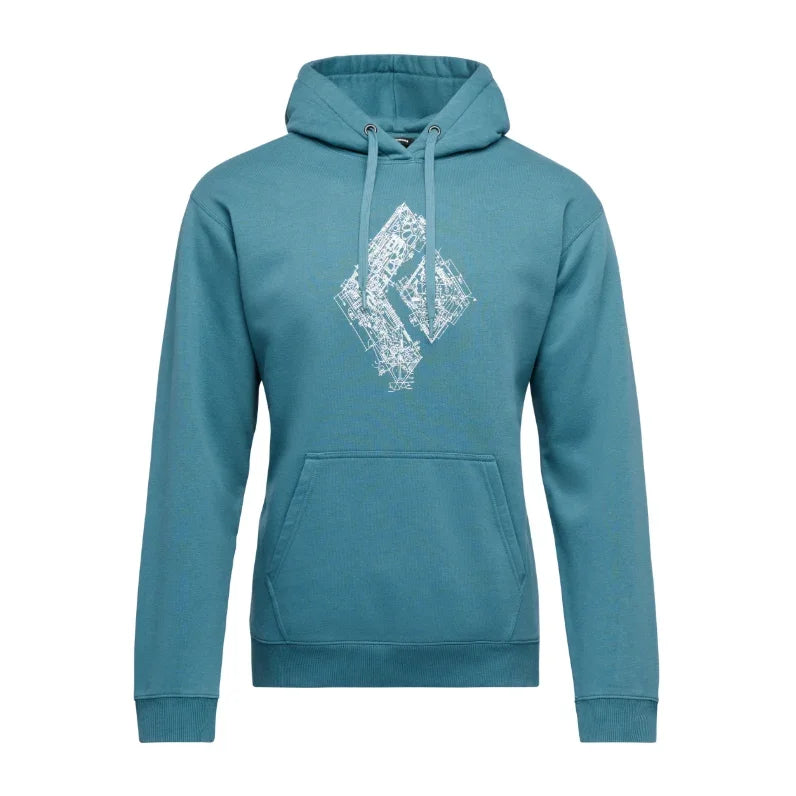Black Diamond M Engineered Diamond Pullover Hoody Winter Apparel - Winter Apparel Mens Mid Layer Top Black Diamond Extra Large Creek Blue