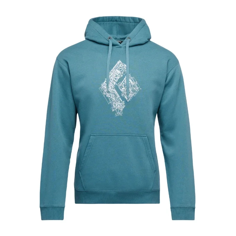 Black Diamond M Engineered Diamond Pullover Hoody Winter Apparel - Winter Apparel Mens Mid Layer Top Black Diamond Extra Large Creek Blue