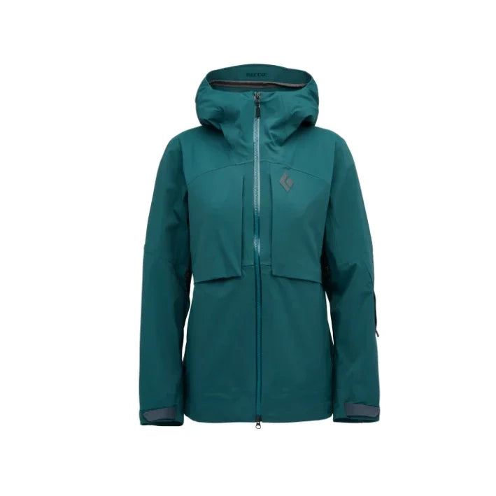 Black Diamond W Factor Shell Winter Apparel - Winter Apparel Womens Hardshell Top Black Diamond Extra Small Deep Woods