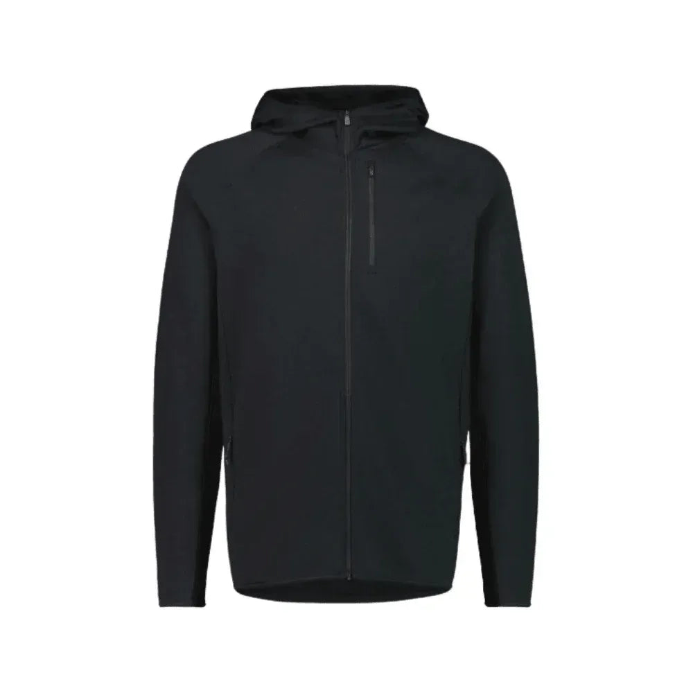 Mons Royale M Approach Merino Gridlock Hood Winter Apparel - Winter Apparel Mens Mid Layer Top Mons Royale Small Black