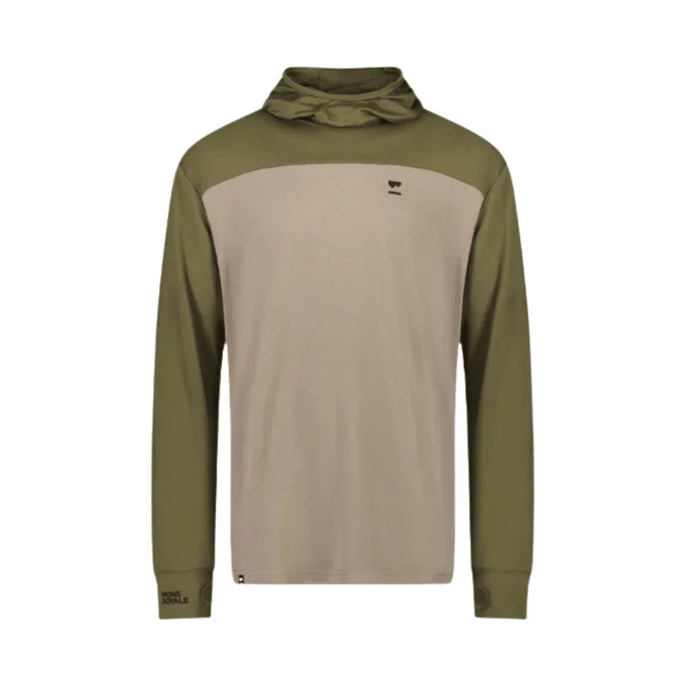 Mons Royale M Yotei Powder Hood Winter Apparel - Winter Apparel Mens Mid Layer Top Mons Royale Small Dark Olive / Walnut