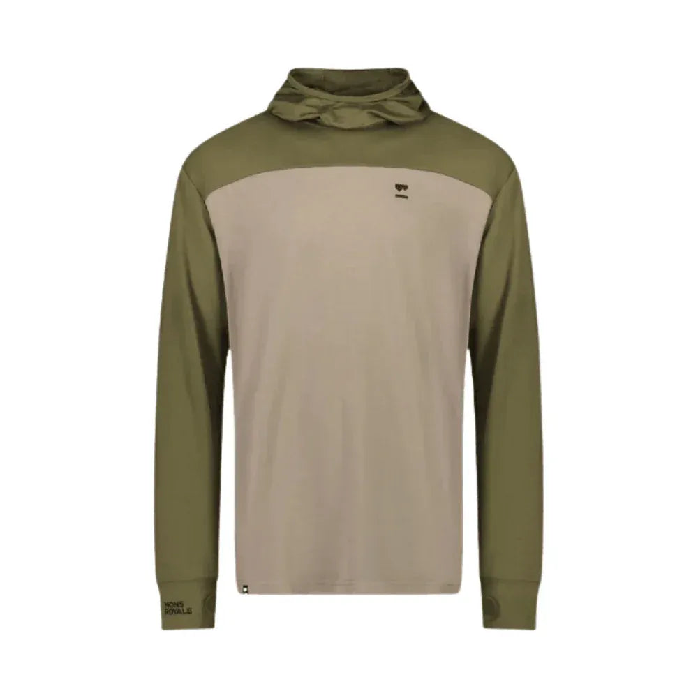 Mons Royale M Yotei Powder Hood Winter Apparel - Winter Apparel Mens Mid Layer Top Mons Royale Small Dark Olive / Walnut