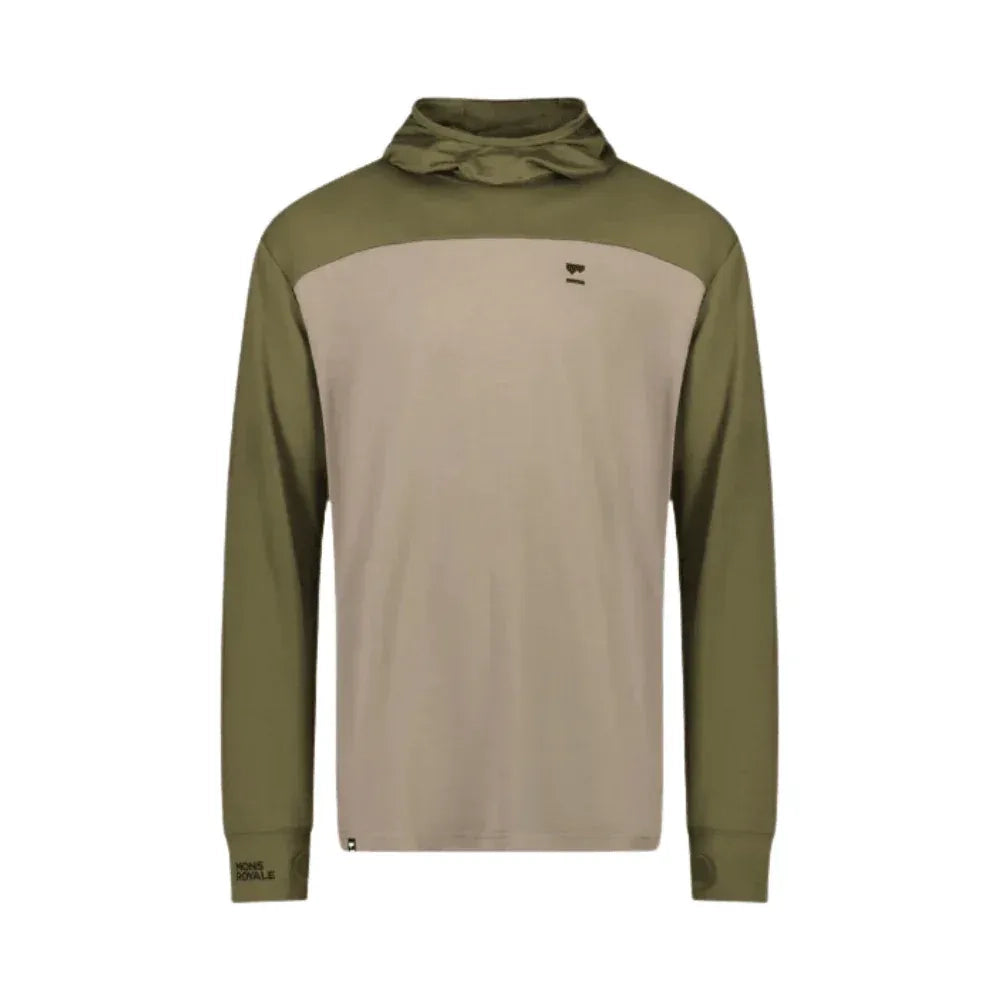 Mons Royale M Yotei Powder Hood Winter Apparel - Winter Apparel Mens Mid Layer Top Mons Royale Small Dark Olive / Walnut