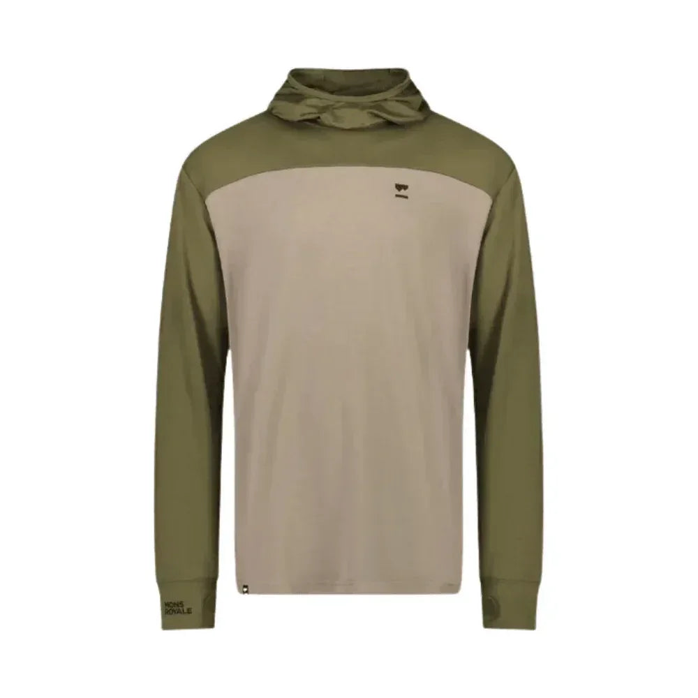 Mons Royale M Yotei Powder Hood Winter Apparel - Winter Apparel Mens Mid Layer Top Mons Royale Small Dark Olive / Walnut