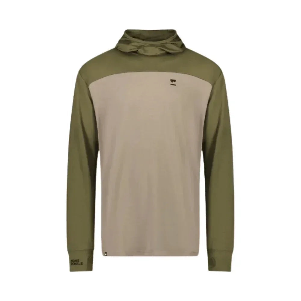 Mons Royale M Yotei Powder Hood Winter Apparel - Winter Apparel Mens Mid Layer Top Mons Royale Small Dark Olive / Walnut