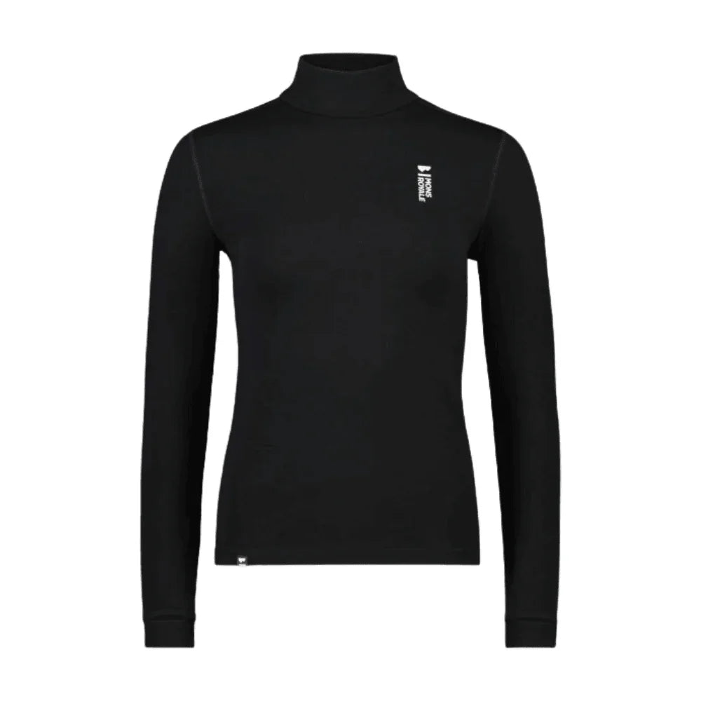 Mons Royale W Cascade Merino Flex Mock Neck Winter Apparel - Winter Apparel Womens Base Layer Top Mons Royale XSmall Black