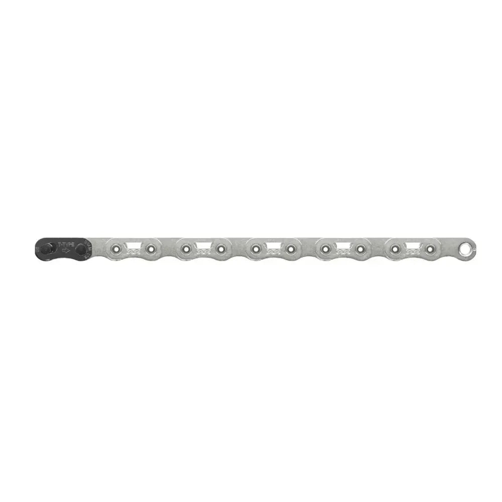 SRAM XX SL Eagle T-Type Flattop Chain - 12-Speed, 126 Links, Hollow Pin, Includes PowerLock Connector, PVD Coated, Silver Cycling Parts - Chain - Master Link SRAM