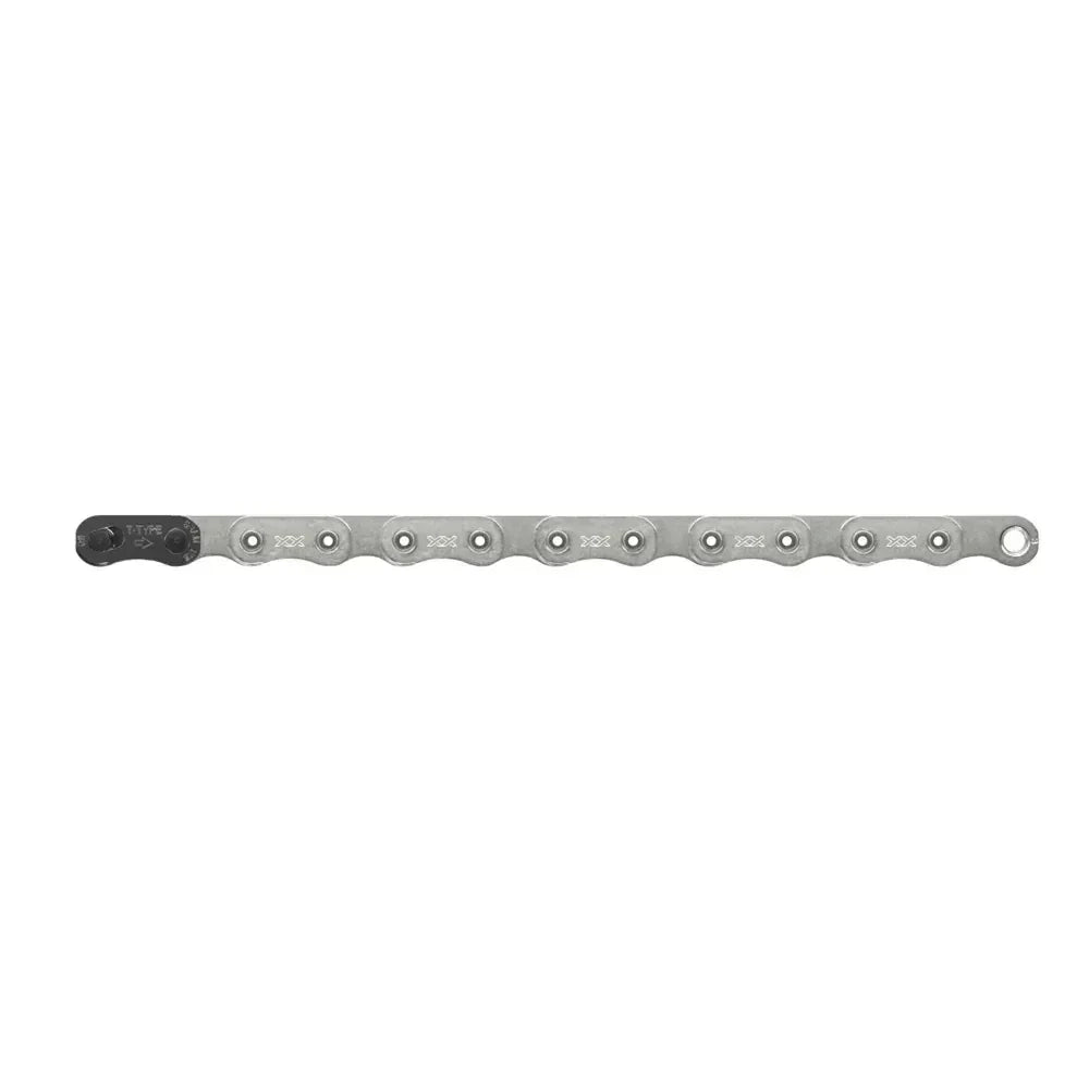 SRAM XX Eagle T-Type Flattop Chain - 12-Speed, 126 Links, Hollow Pin, Includes PowerLock Connector, PVD Coated, Silver Cycling Parts - Chain - Master Link SRAM