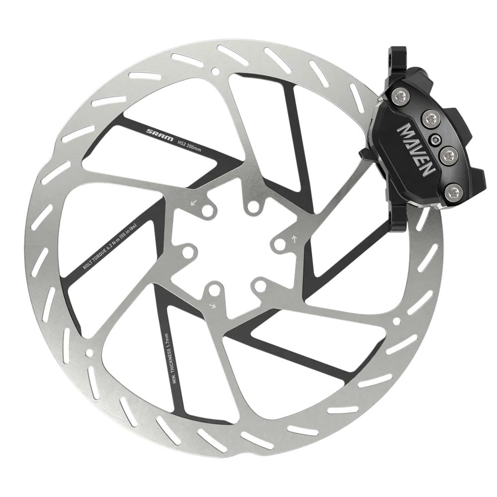 SRAM Maven Silver Disc Brake and Lever - Front, Post Mount, 4-Piston, Aluminum Lever, SS Hardware, Black, A1 Cycling Parts - Brake - Brake Lever SRAM