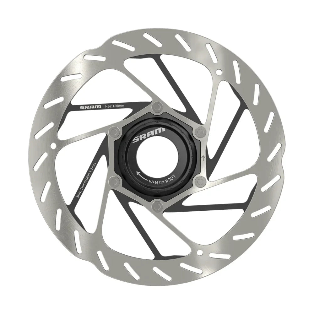 SRAM Rotor HS2 160mm Center Lock (includes lockring) Rounded Cycling Parts - Brake - Disc Brake Rotors SRAM