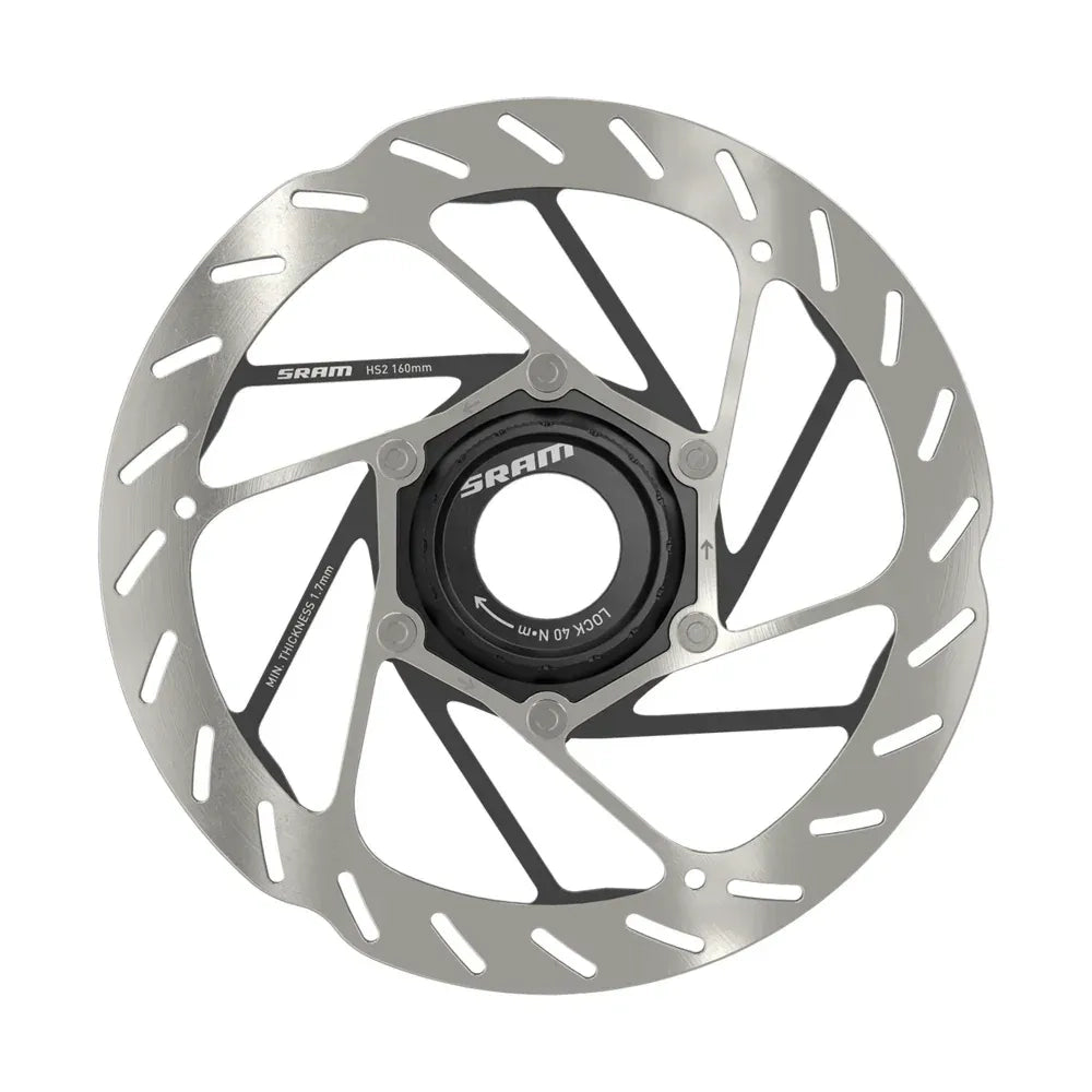 SRAM Rotor HS2 160mm Center Lock (includes lockring) Rounded Cycling Parts - Brake - Disc Brake Rotors SRAM