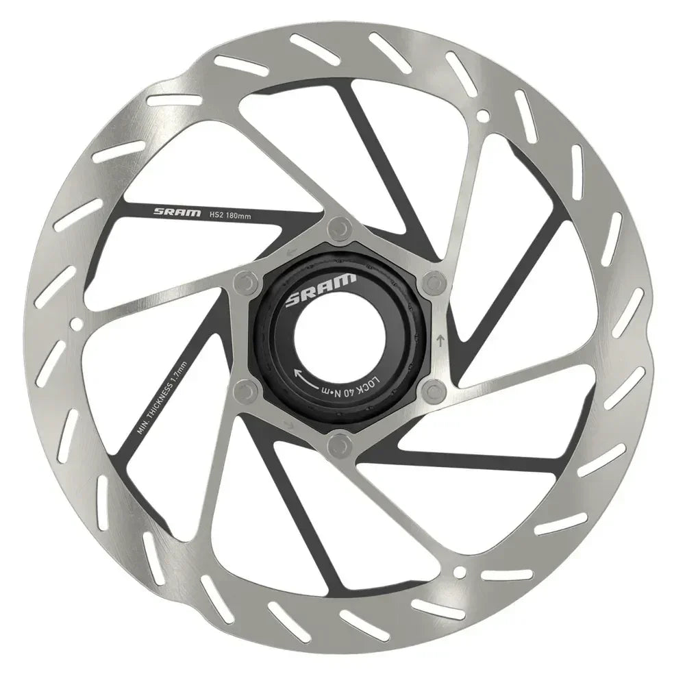 SRAM Rotor HS2 180mm Center Lock (includes lockring) Rounded Cycling Parts - Brake - Disc Brake Rotors SRAM