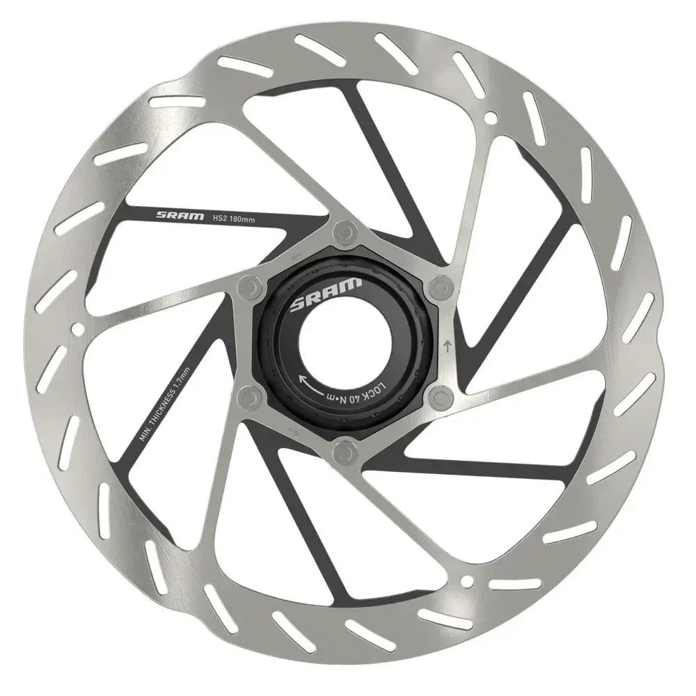 SRAM Rotor HS2 180mm Center Lock (includes lockring) Rounded Cycling Parts - Brake - Disc Brake Rotors SRAM
