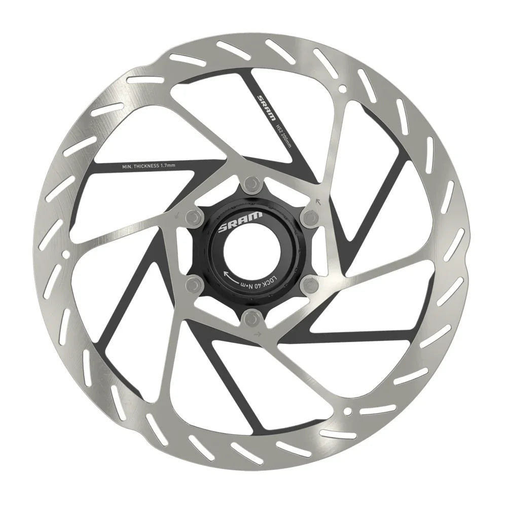 SRAM HS2 Disc Brake Rotor - 200mm Center Lock Rounded Silver/Black Cycling Parts - Brake - Disc Brake Rotors SRAM