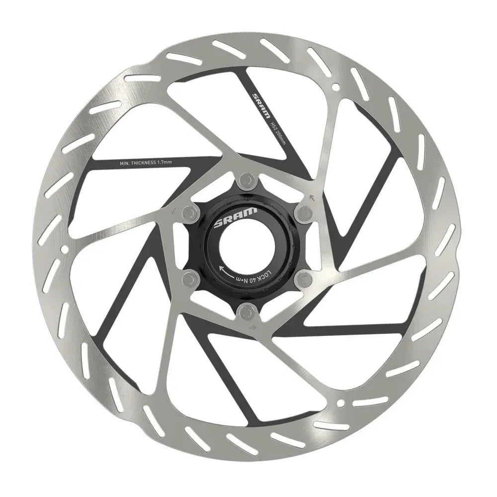SRAM HS2 Disc Brake Rotor - 200mm Center Lock Rounded Silver/Black Cycling Parts - Brake - Disc Brake Rotors SRAM