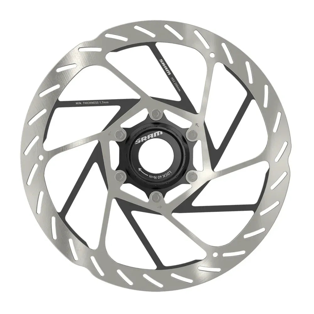 SRAM HS2 Disc Brake Rotor - 200mm Center Lock Rounded Silver/Black Cycling Parts - Brake - Disc Brake Rotors SRAM